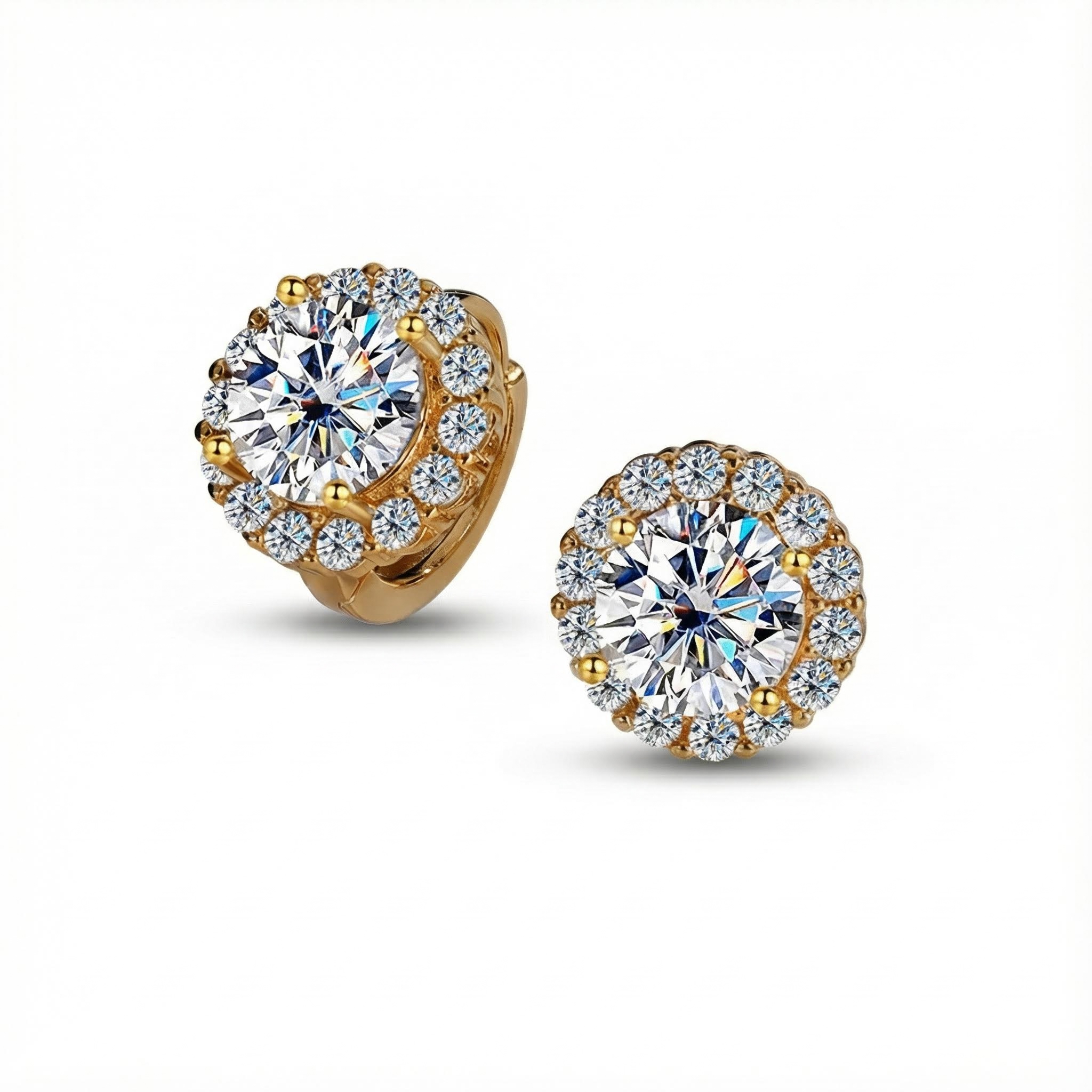 0.5ct/1ct/2ct Round Cut Vvs Moissanite S925 Silver Sunflower Hoop Earrings