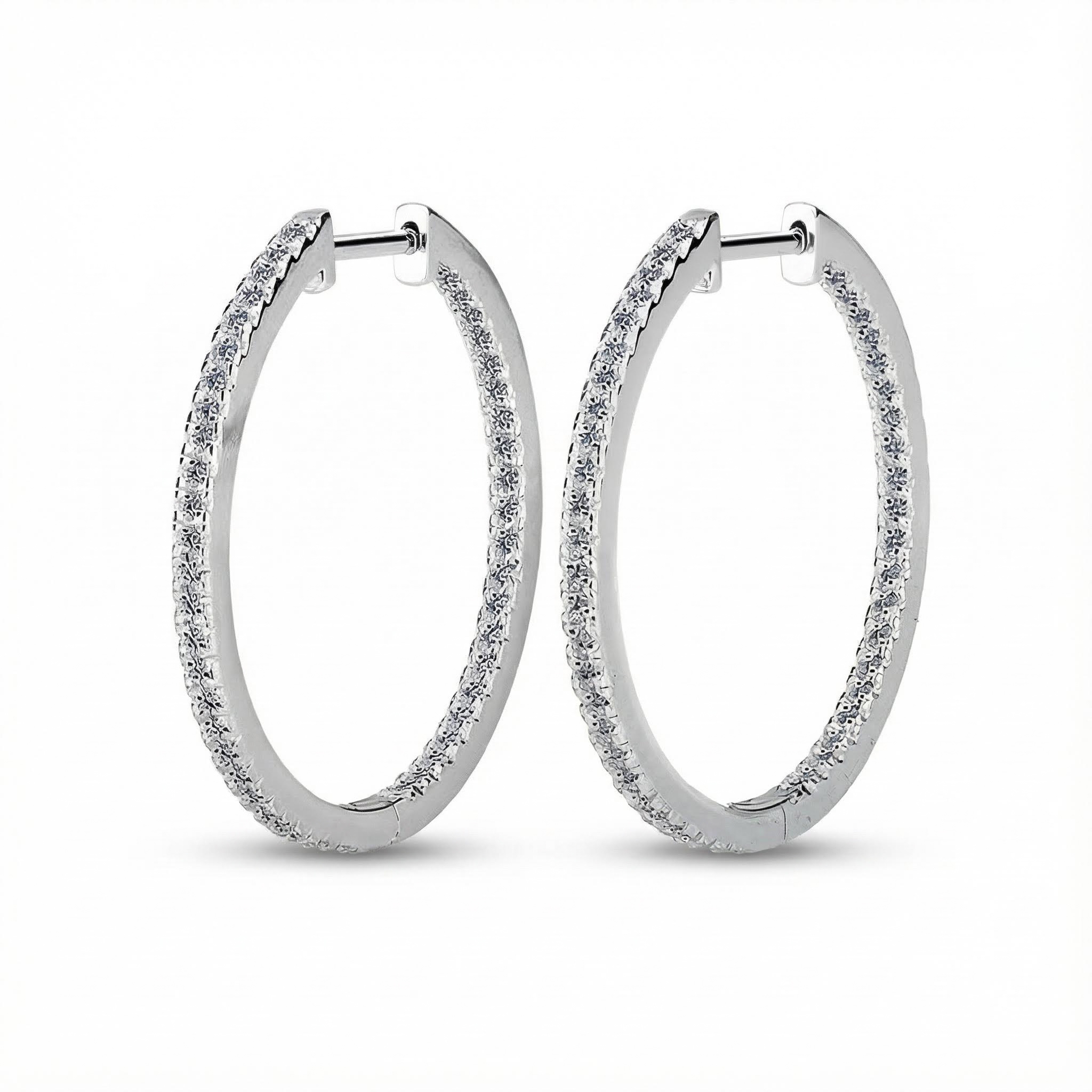 30mm Diameter Vvs Moissanite S925 Silver Hoop Earrings Iced Out - Image 3