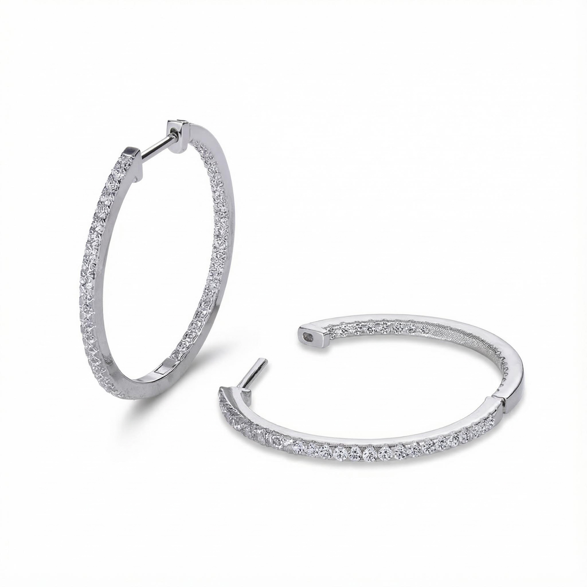 30mm Diameter Vvs Moissanite S925 Silver Hoop Earrings Iced Out - Image 4