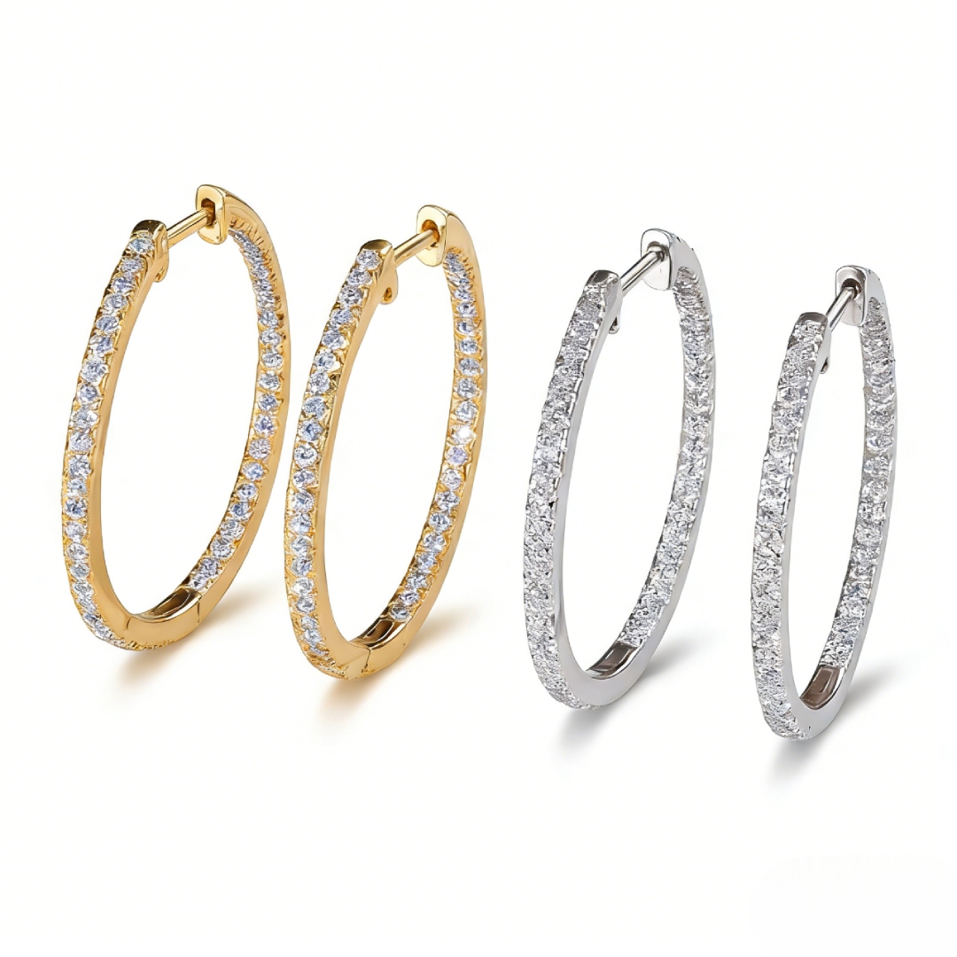 30mm Diameter Vvs Moissanite S925 Silver Hoop Earrings Iced Out