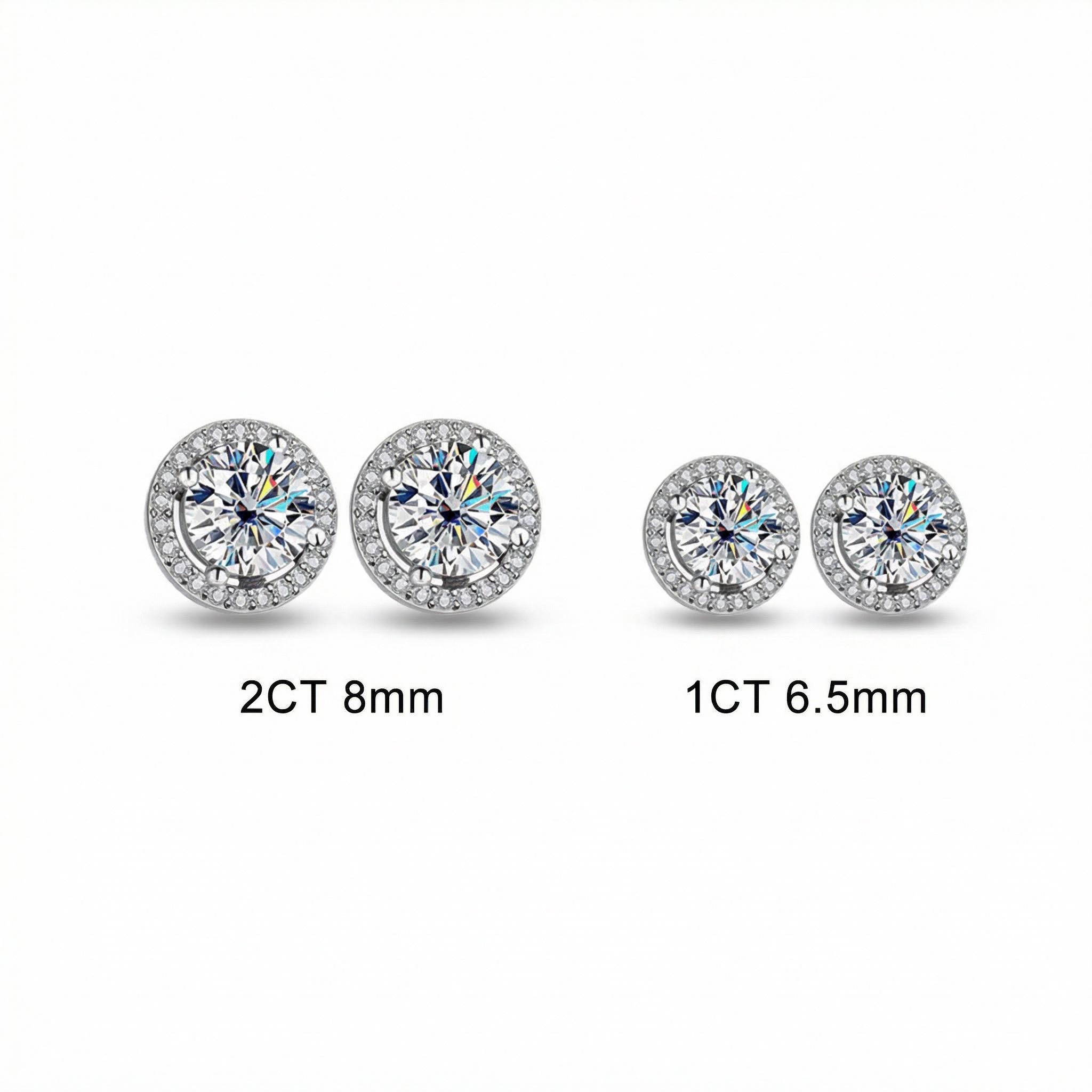 Bold 1ct/2ct Vvs Moissanite S925 Silver Halo Stud Earrings With White Gold - Image 4