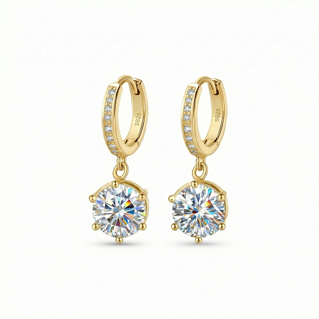 0.5ct/1ct/2ct Round Cut Six Prongs Vvs Moissanite S925 Silver Drop Earrings - Image 7