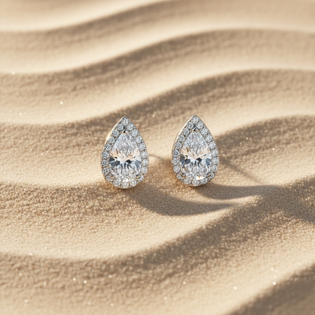 0.5ct/1ct Pear Cut Vvs Moissanite S925 Silver Stud Earrings Iced Out