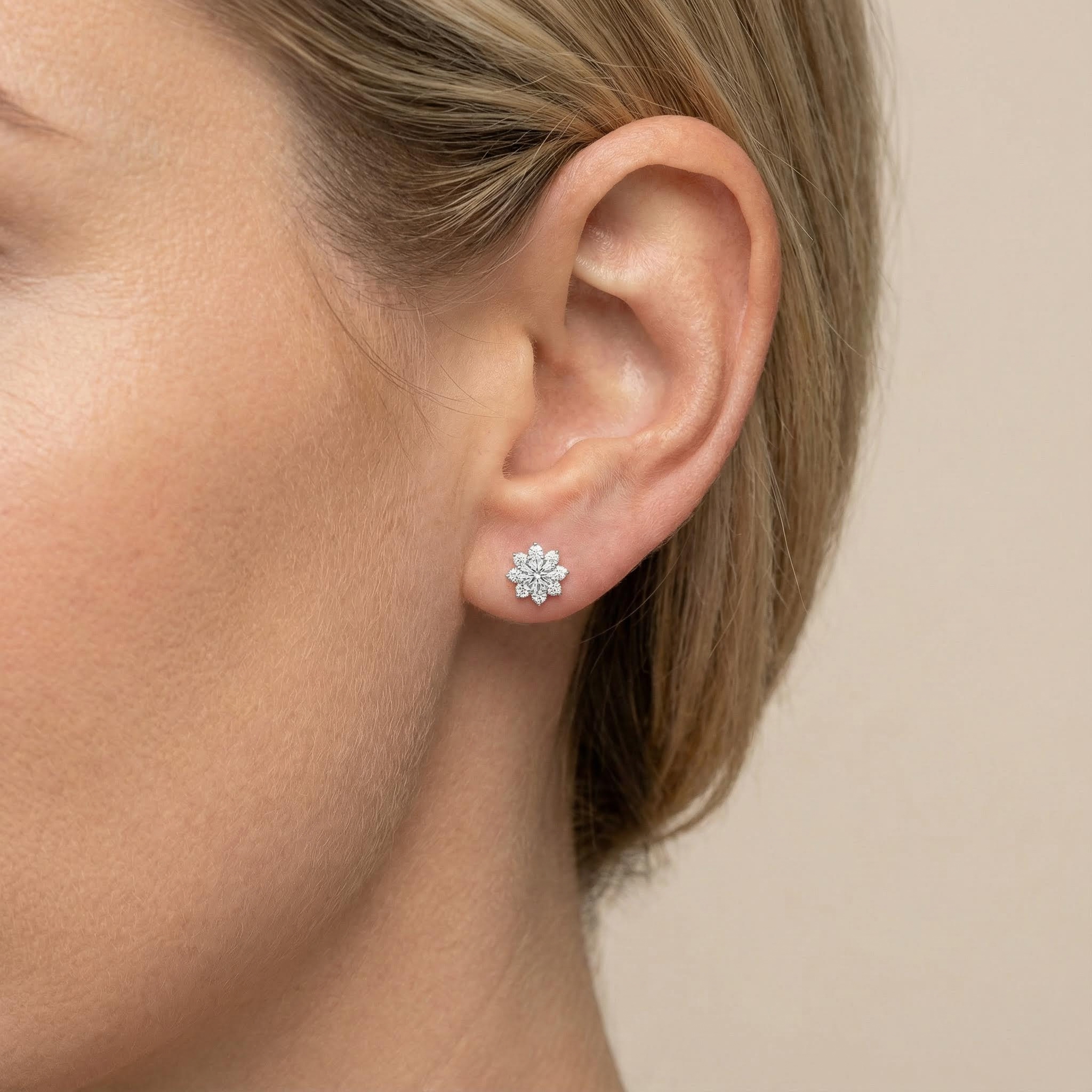 S925 Silver Sunflower Stud Earrings Moissanite With Street Luxury Shine - Image 3