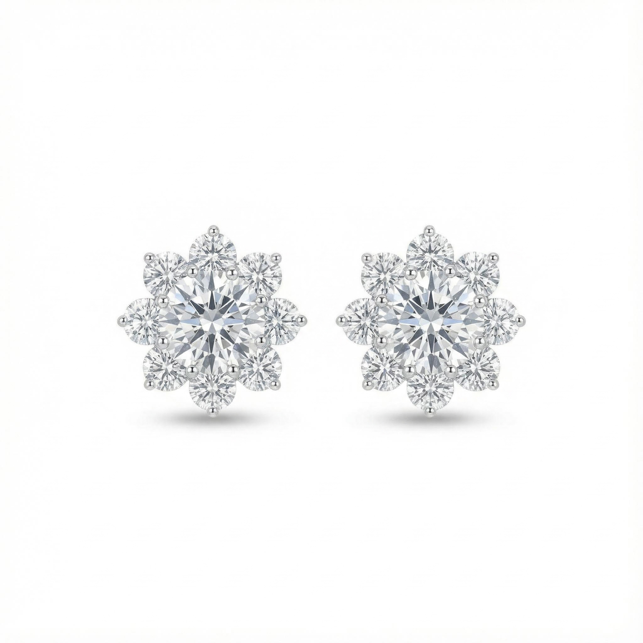 S925 Silver Sunflower Stud Earrings Moissanite With Street Luxury Shine