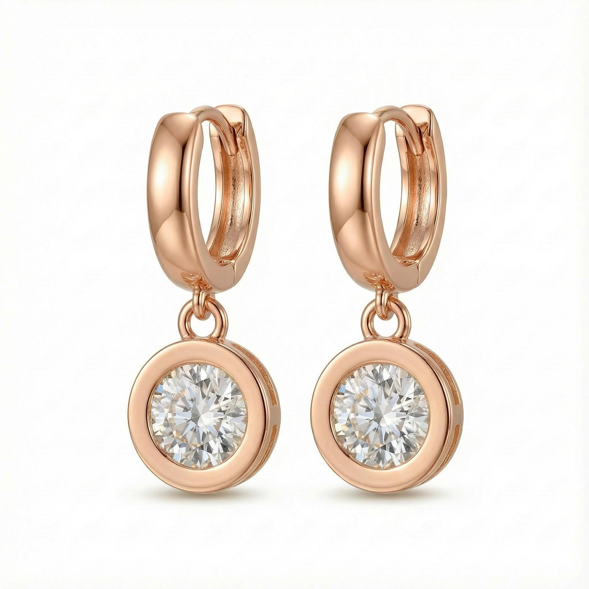 S925 Silver 1ct Round Diamond Bezel Hoop Earrings Moissanite - Image 5