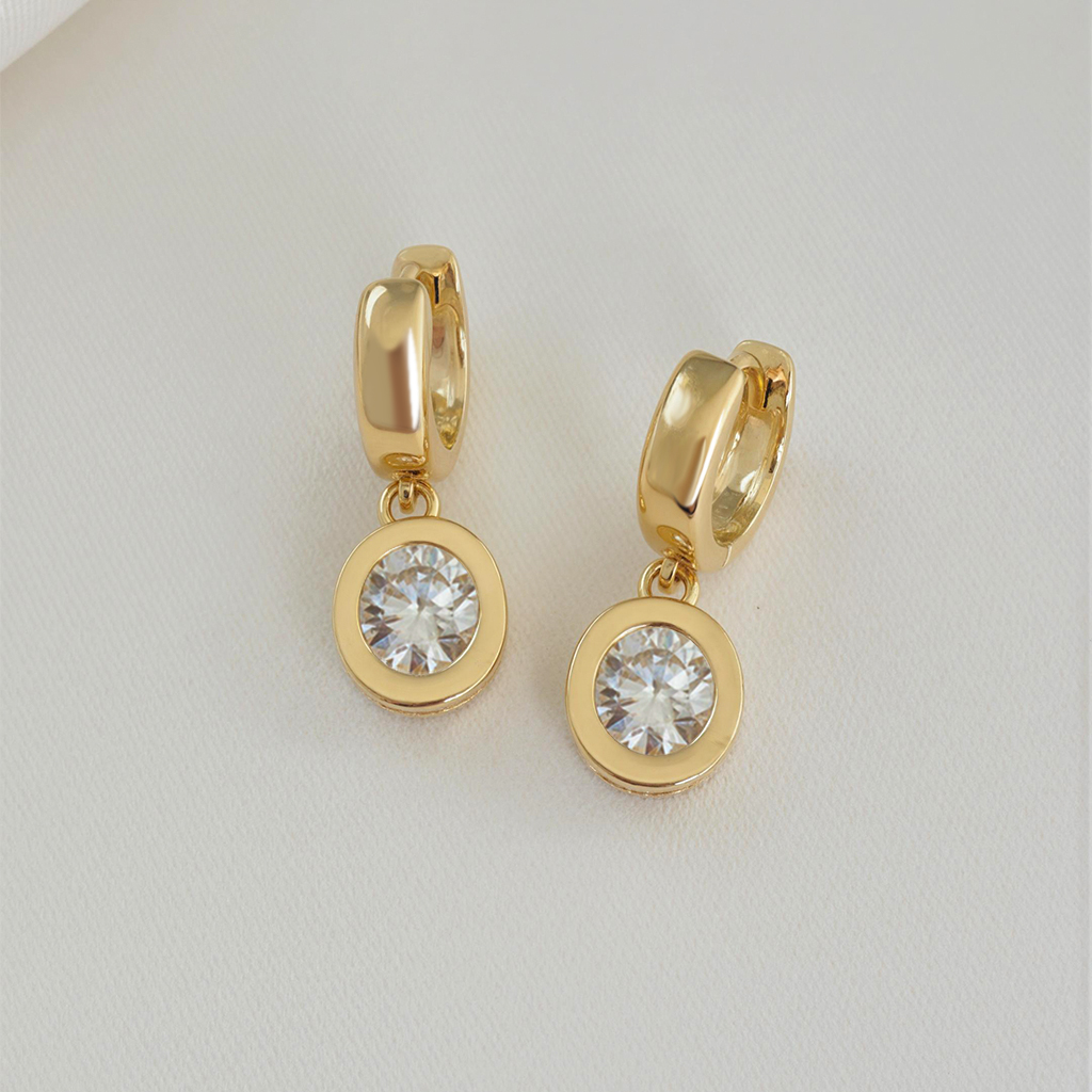 S925 Silver 1ct Round Diamond Bezel Hoop Earrings Moissanite - Image 6
