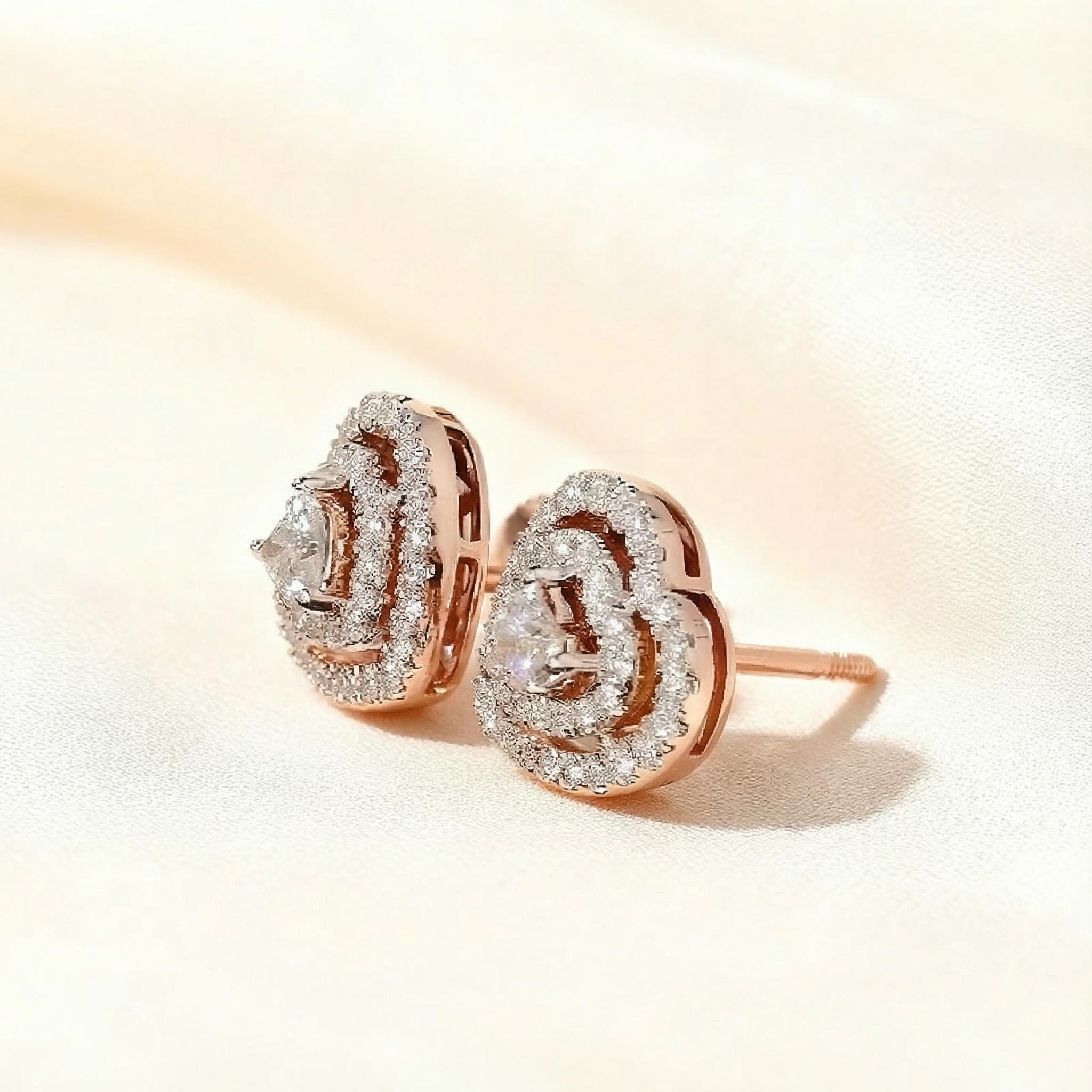 S925 Silver Heart Cut Diamond Stud Earrings With Street Luxury Shine - Image 4