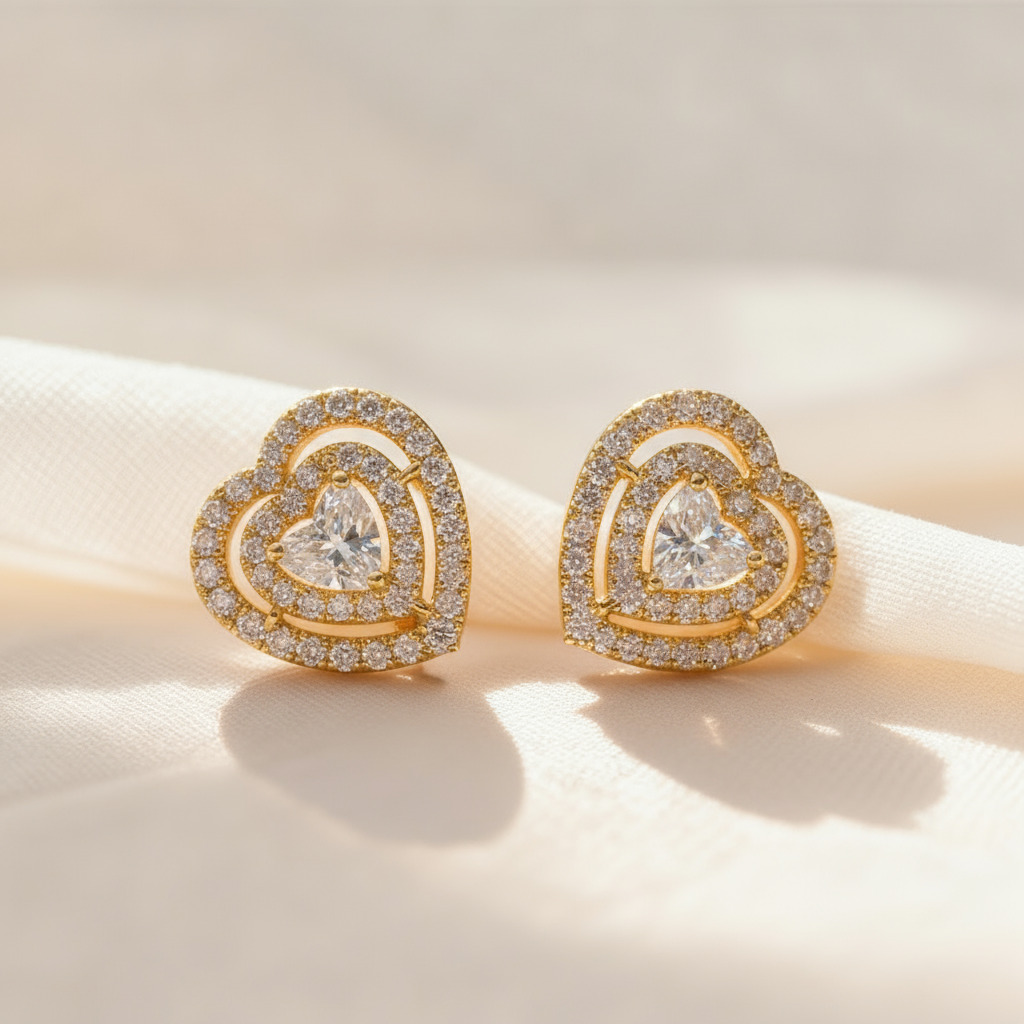 S925 Silver Heart Cut Diamond Stud Earrings With Street Luxury Shine - Image 6