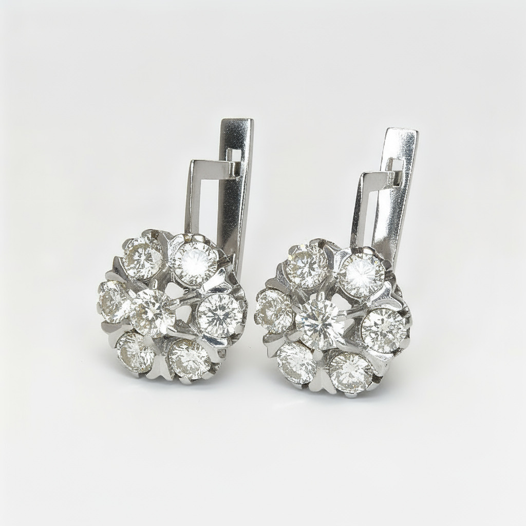 S925 Silver Round Cut Floral Pave Earrings With Street Luxury Shine - Image 3