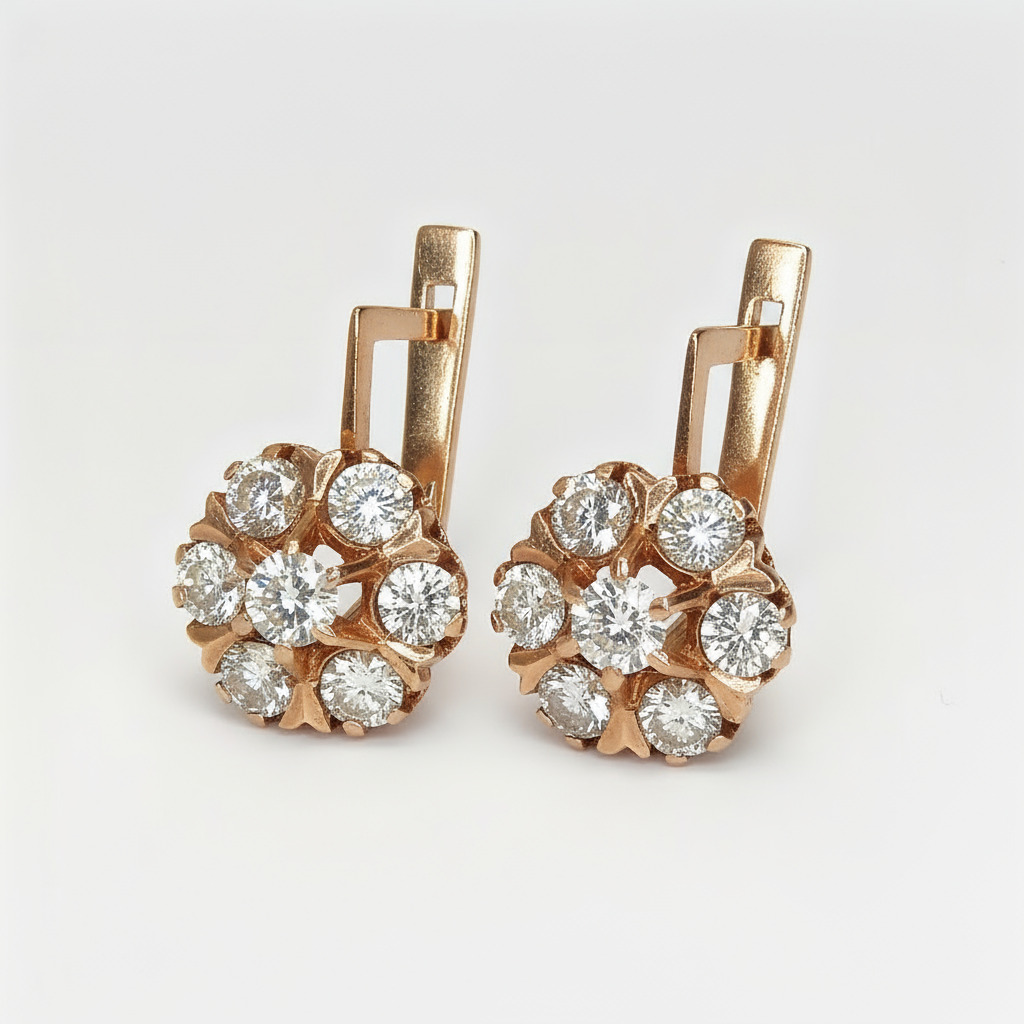 S925 Silver Round Cut Floral Pave Earrings With Street Luxury Shine - Image 4