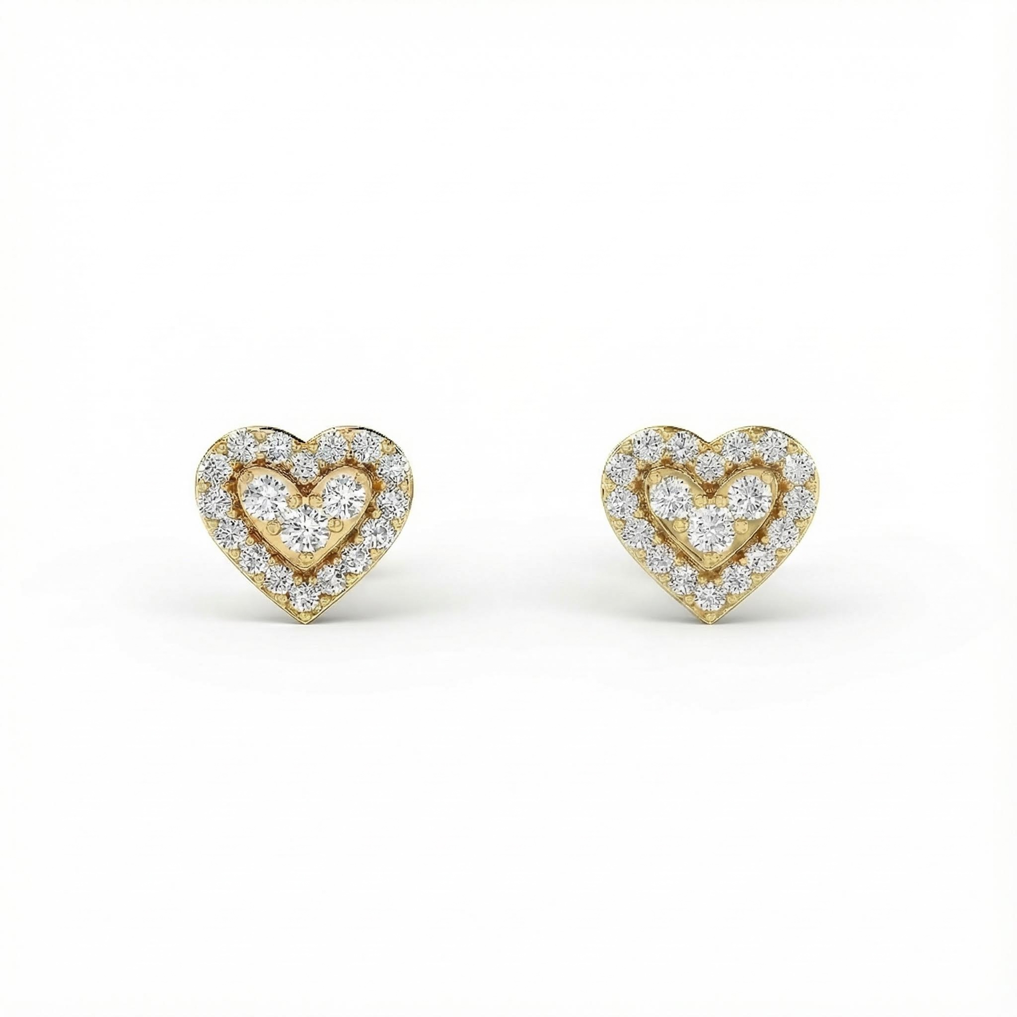 S925 Silver Heart Shaped Pave Stud Earrings With Street Luxury Shine - Image 5