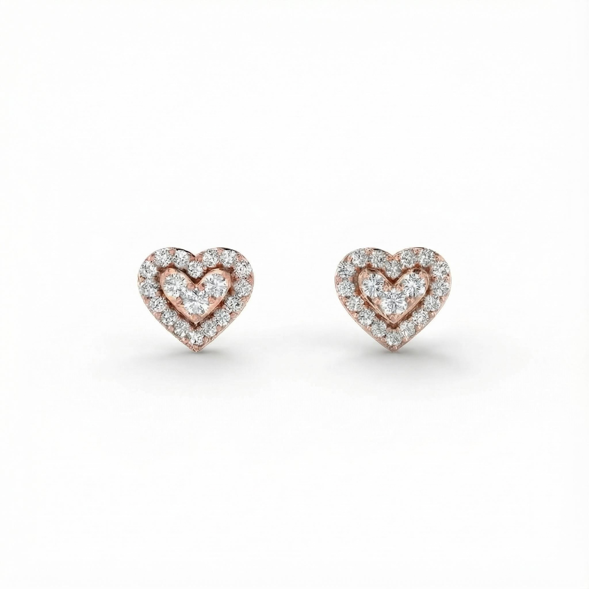 S925 Silver Heart Shaped Pave Stud Earrings With Street Luxury Shine - Image 6