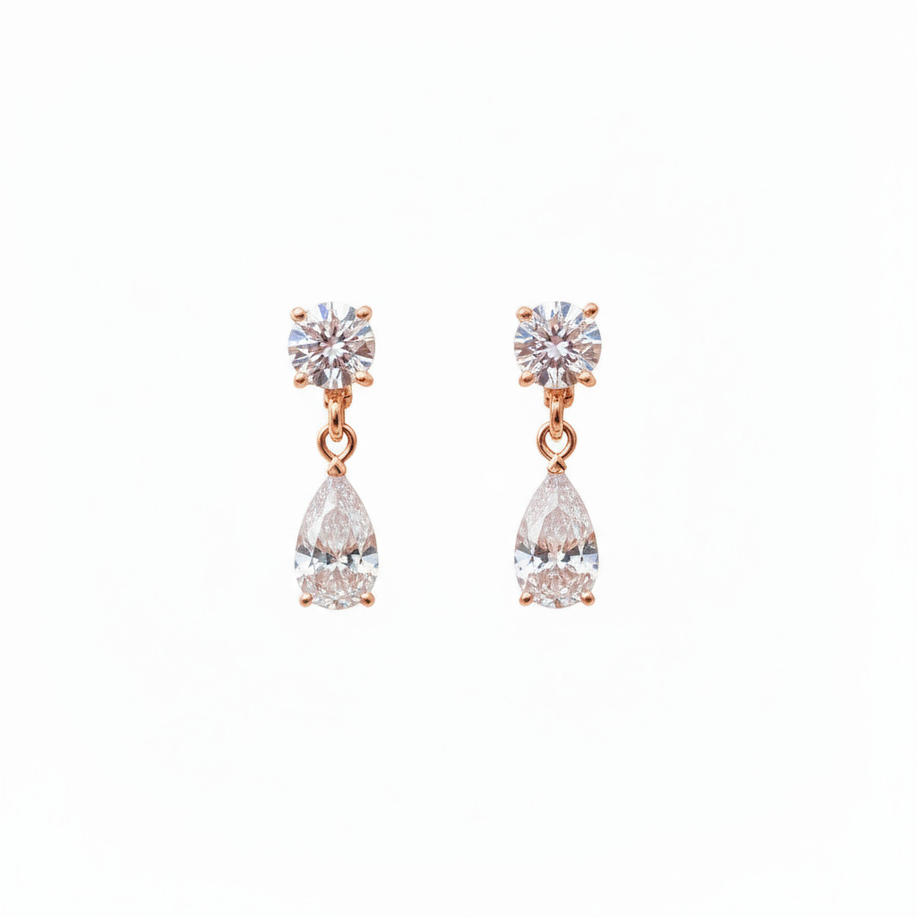 S925 Silver Pear And Round Brilliant Cut Diamond Drop Earrings Moissanite - Image 6