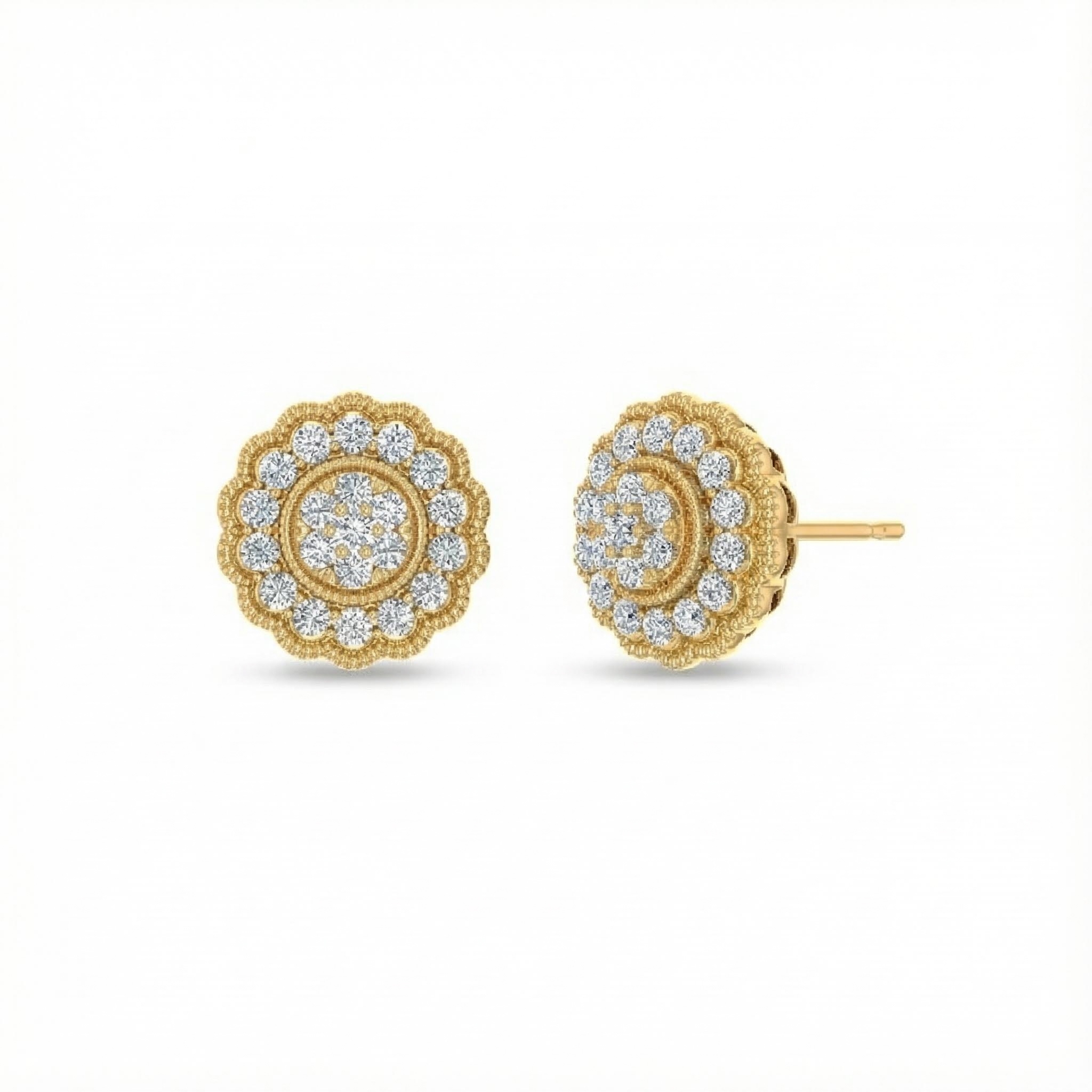 S925 Silver Round Diamond Flower Shaped Stud Earrings Moissanite - Image 3
