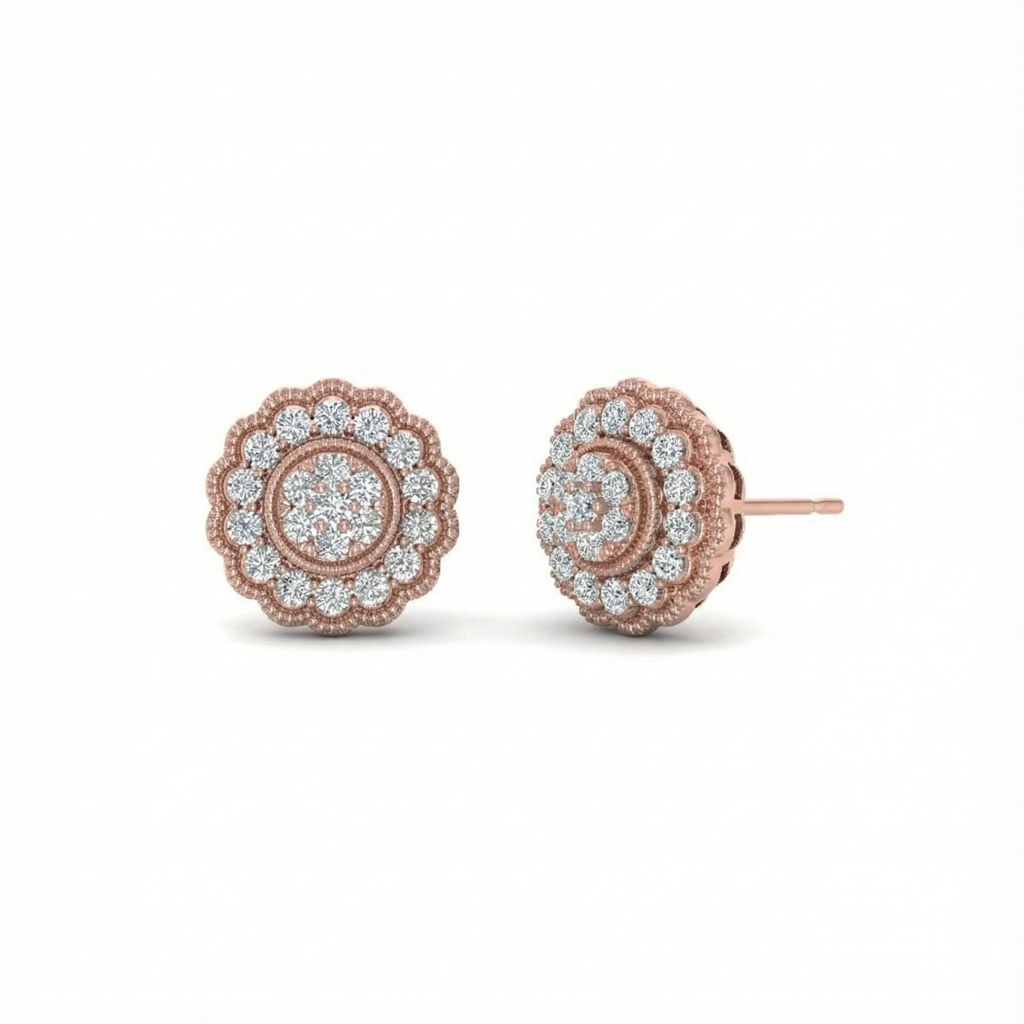 S925 Silver Round Diamond Flower Shaped Stud Earrings Moissanite - Image 4