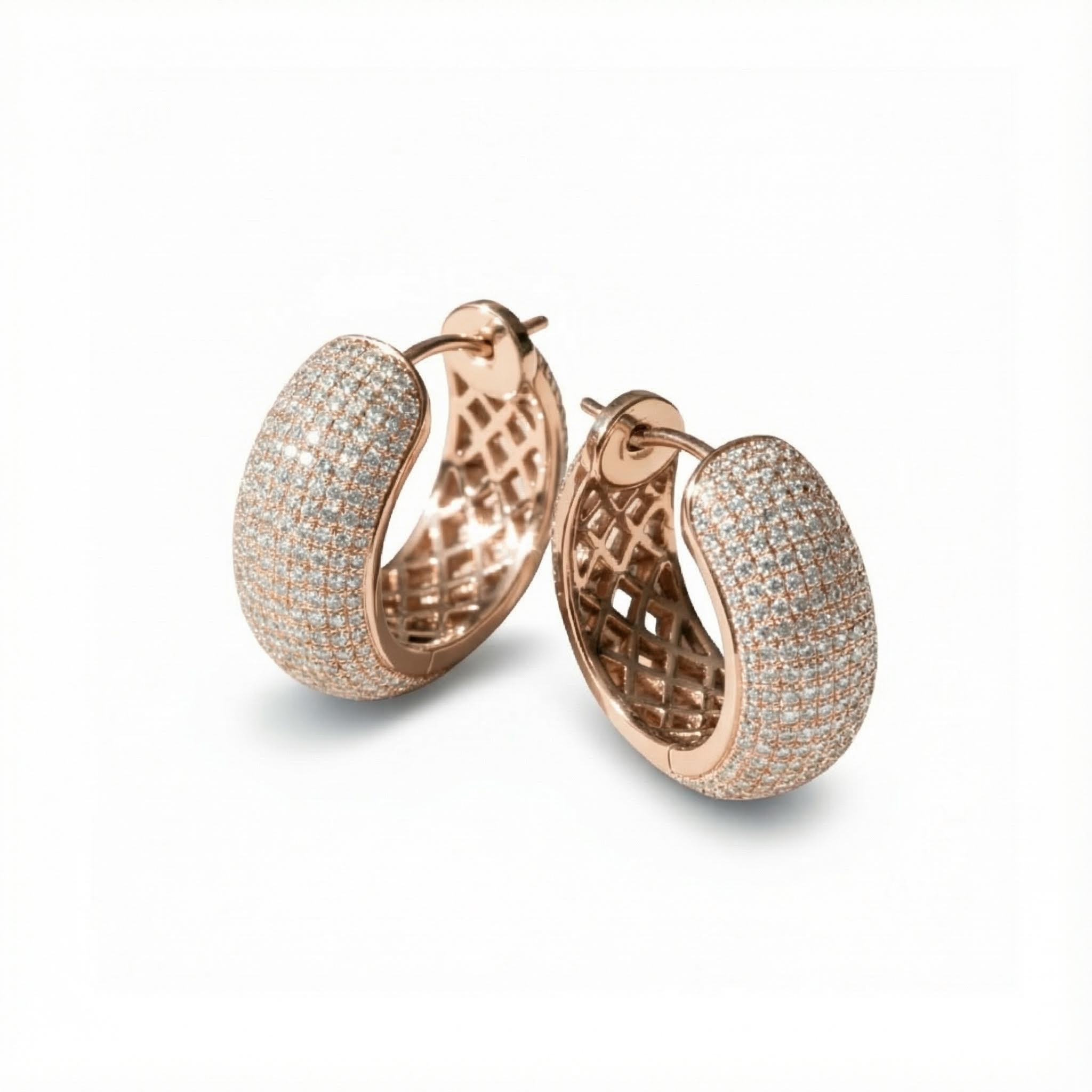 S925 Silver Pave Diamond Hoop Earring Moissanite With Street Luxury Shine - Image 3