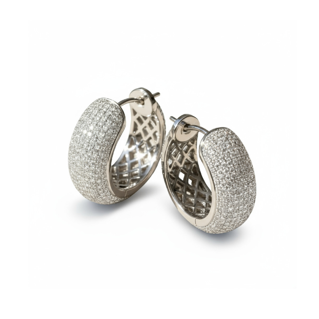 S925 Silver Pave Diamond Hoop Earring Moissanite With Street Luxury Shine