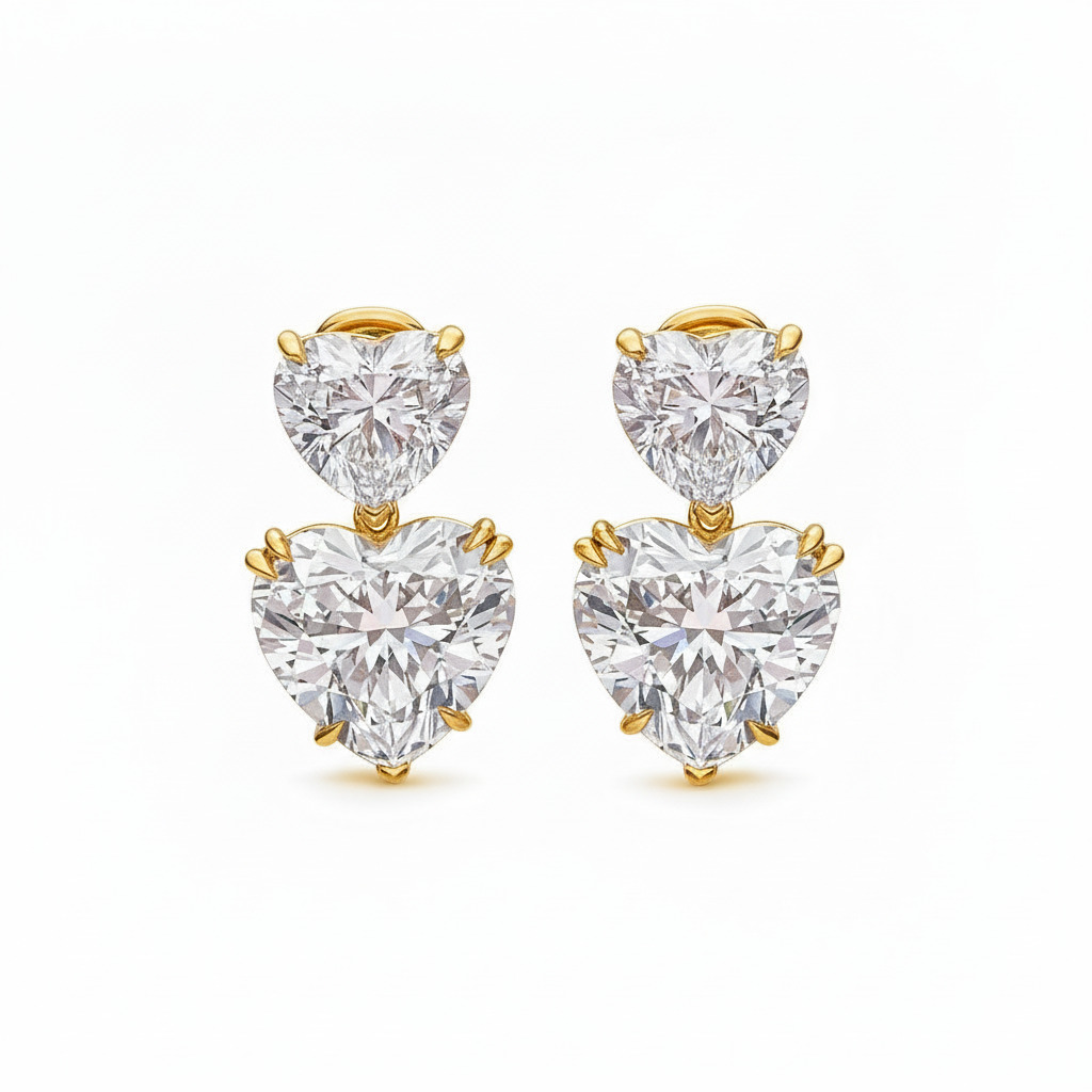 S925 Silver Heart Diamond Drop Earrings Moissanite With Street Luxury Shine - Image 5