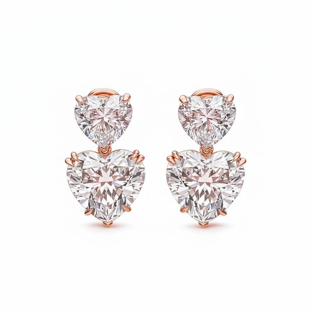 S925 Silver Heart Diamond Drop Earrings Moissanite With Street Luxury Shine - Image 6