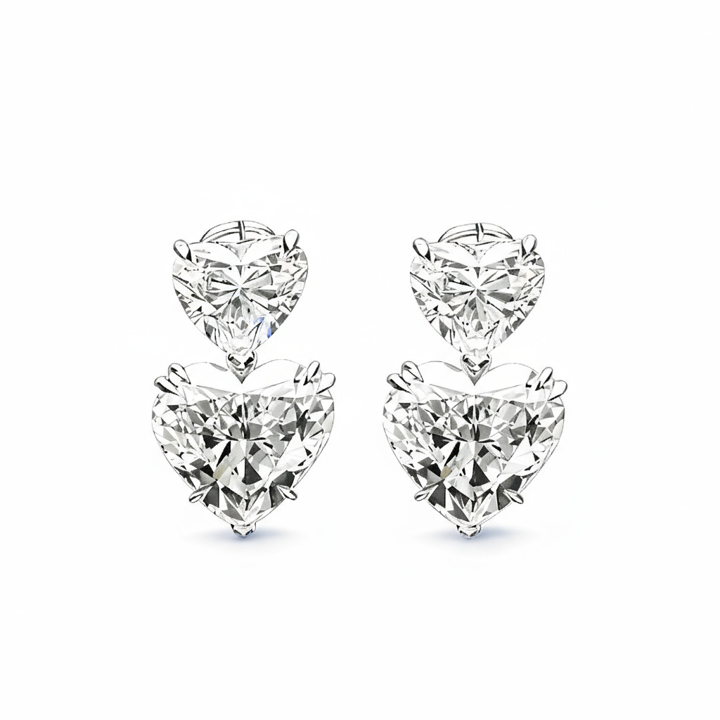 S925 Silver Heart Diamond Drop Earrings Moissanite With Street Luxury Shine