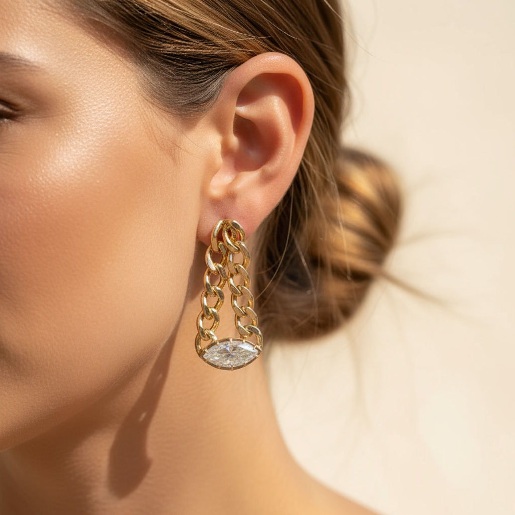S925 Silver Marquise Cut Drop Earrings Moissanite With Street Luxury Shine - Image 3