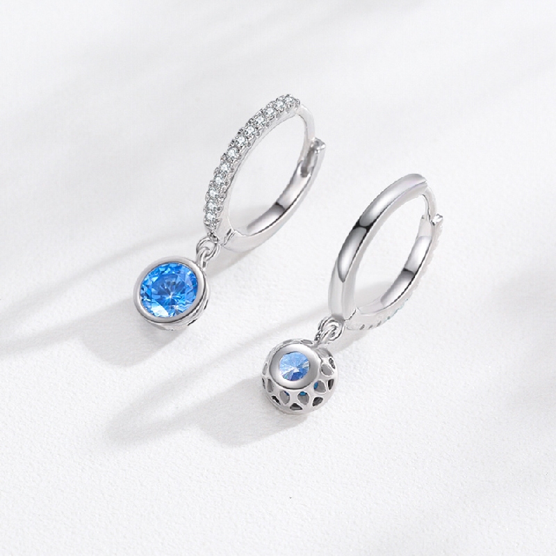 S925 Silver Sky Blue Diamond Hoop Earring Iced Out Shine With Street Luxury - Image 4