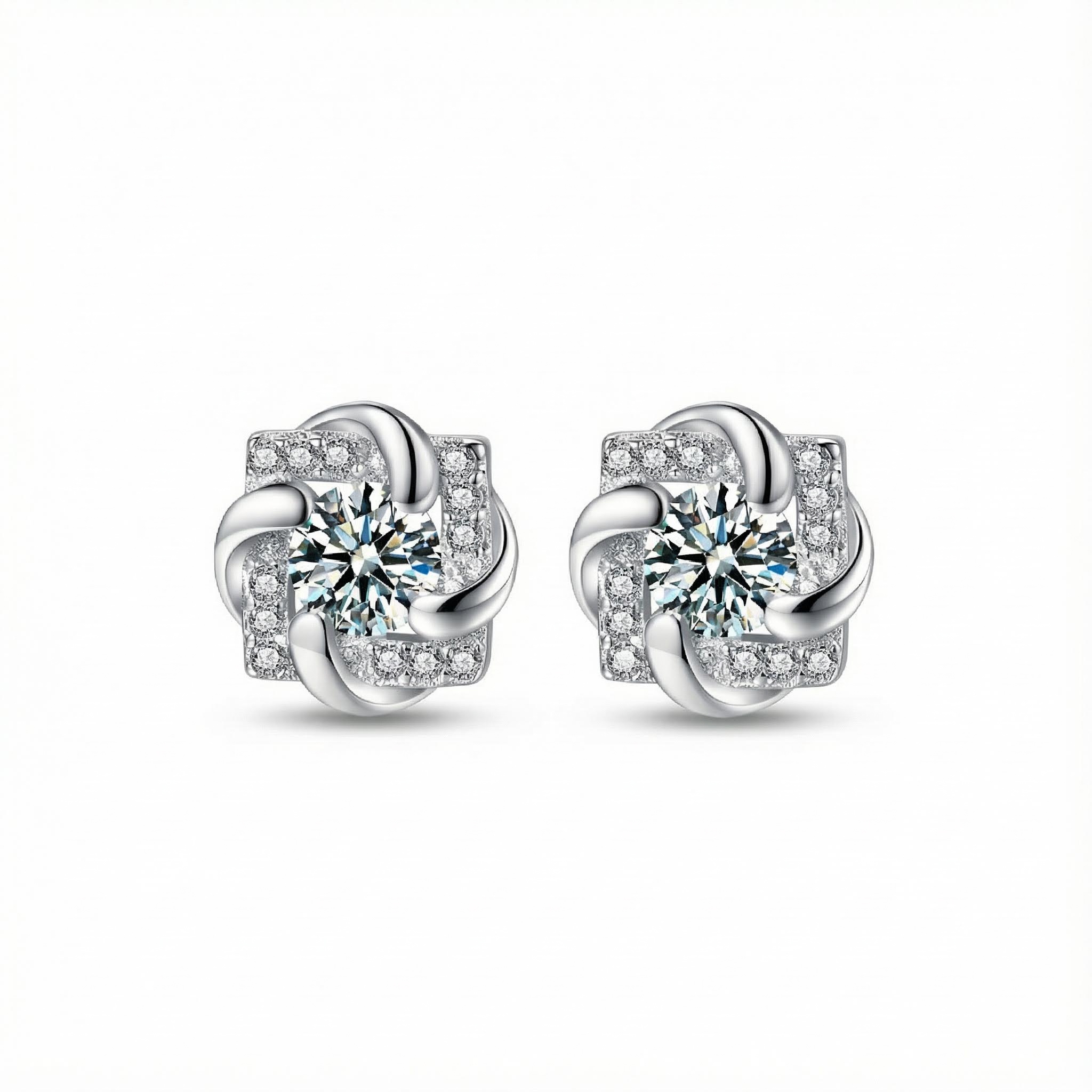 0.3ct Round Cut Vvs Moissanite S925 Silver Windmill Stud Earrings Iced Out