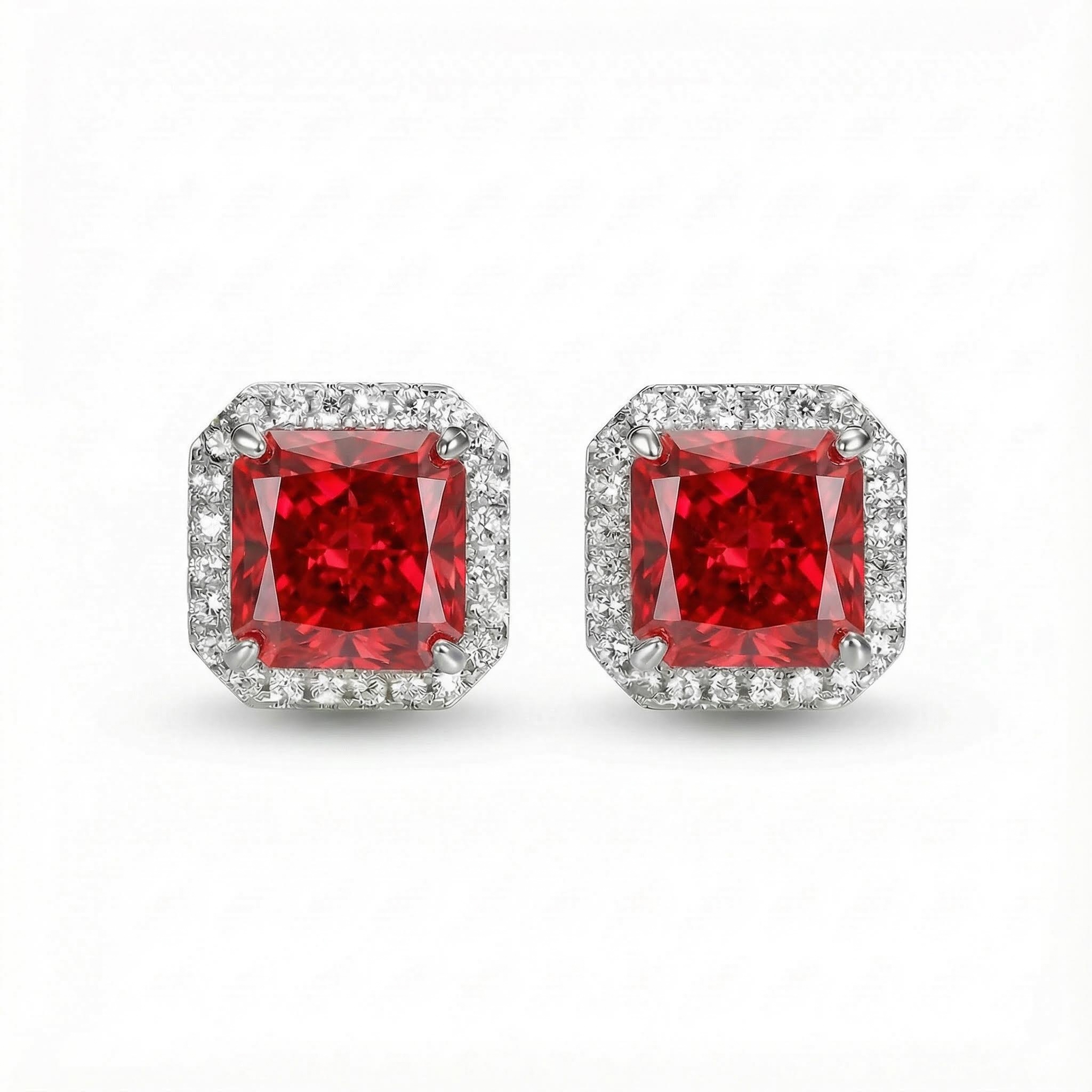 Ice Flower Cut High Carbon Diamonds Halo Stud Earrings Iced Out - Image 3