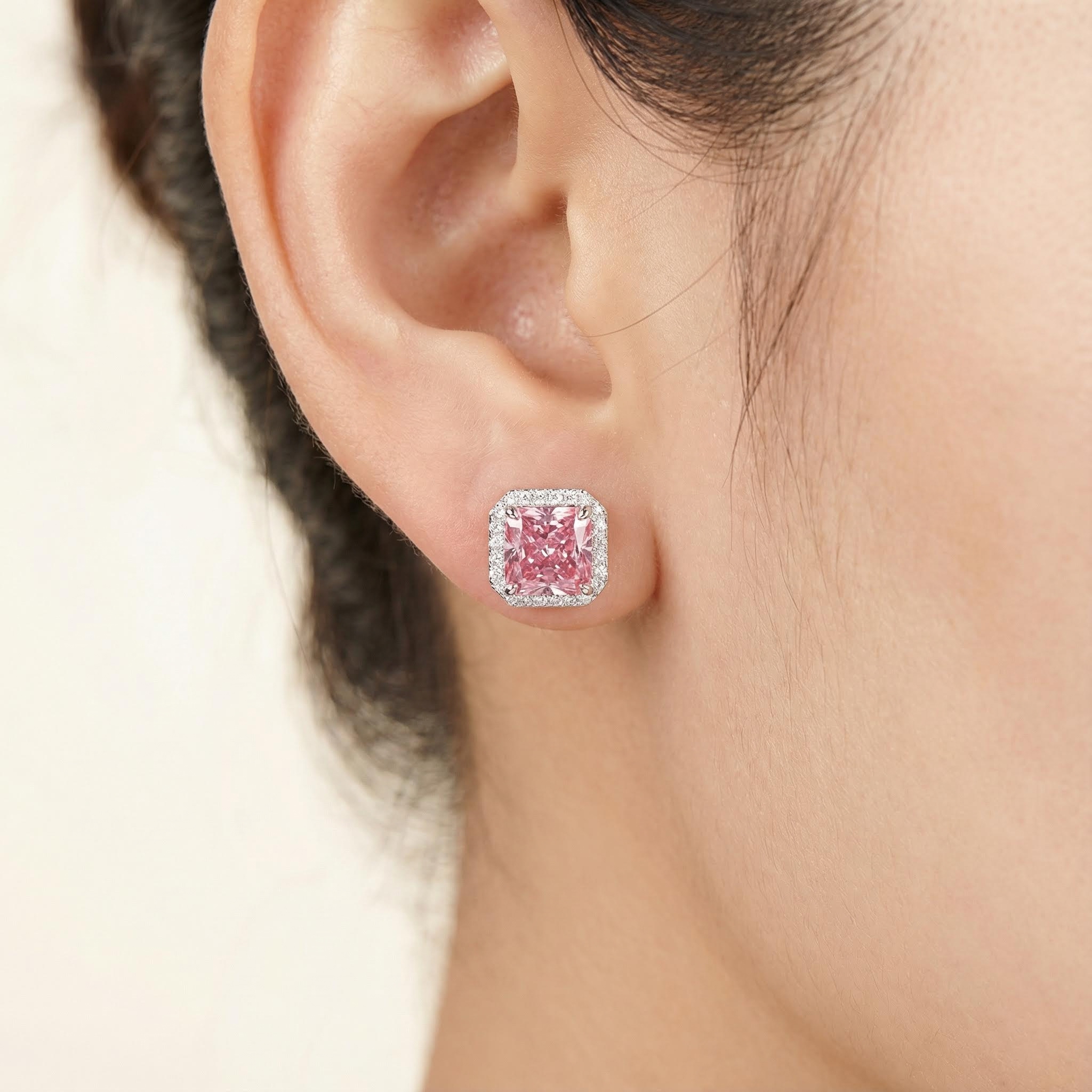Ice Flower Cut High Carbon Diamonds Halo Stud Earrings Iced Out - Image 5