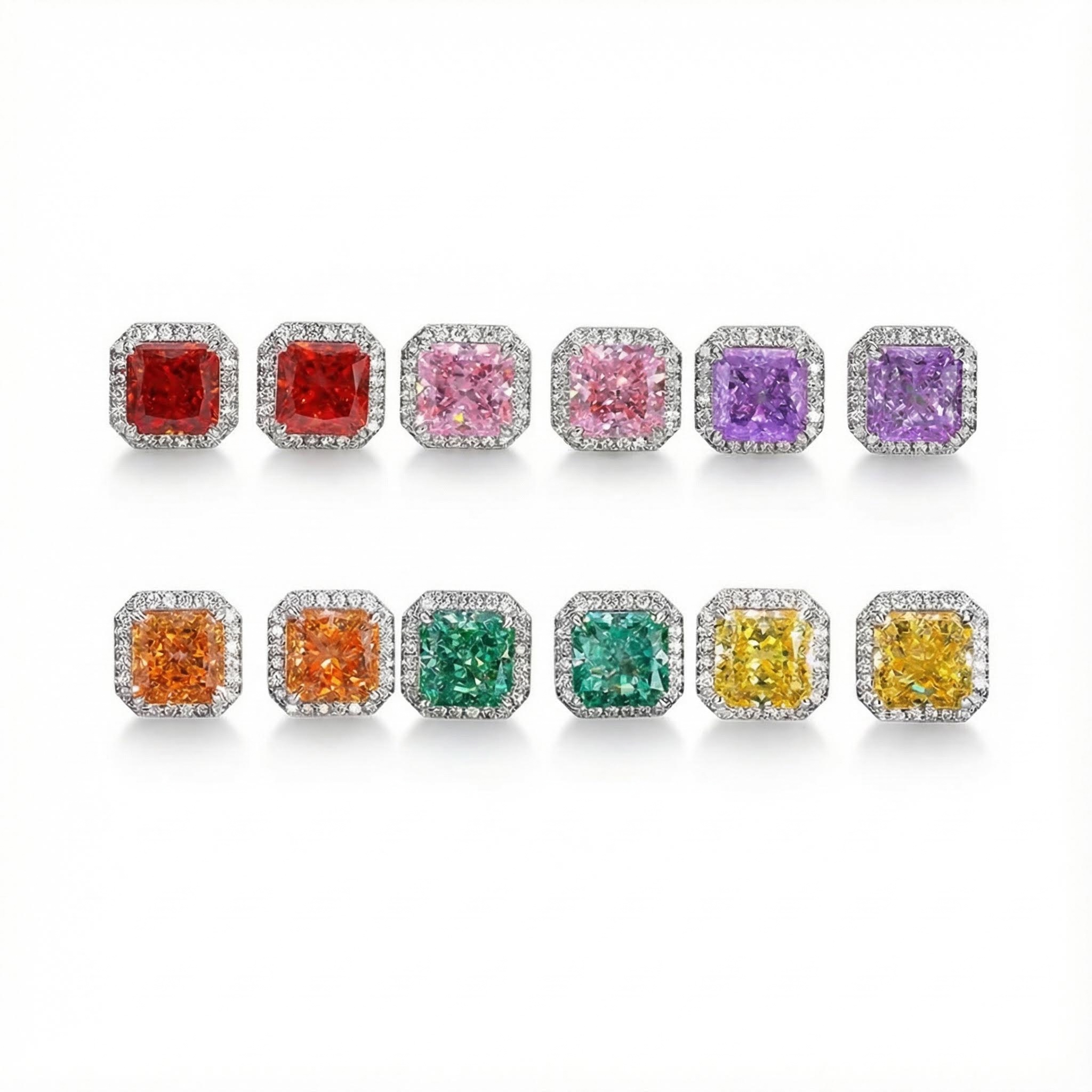 Ice Flower Cut High Carbon Diamonds Halo Stud Earrings Iced Out - Image 9
