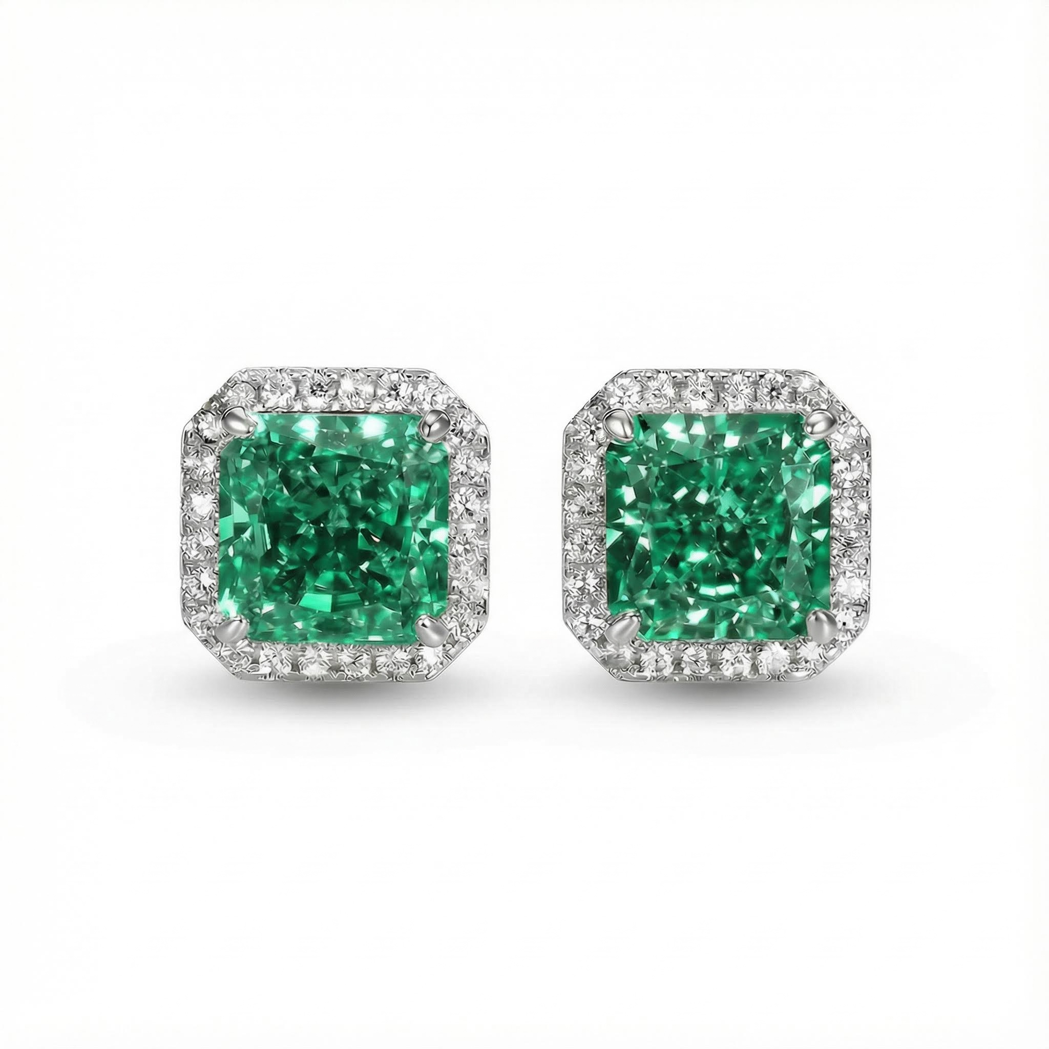 Ice Flower Cut High Carbon Diamonds Halo Stud Earrings Iced Out - Image 10