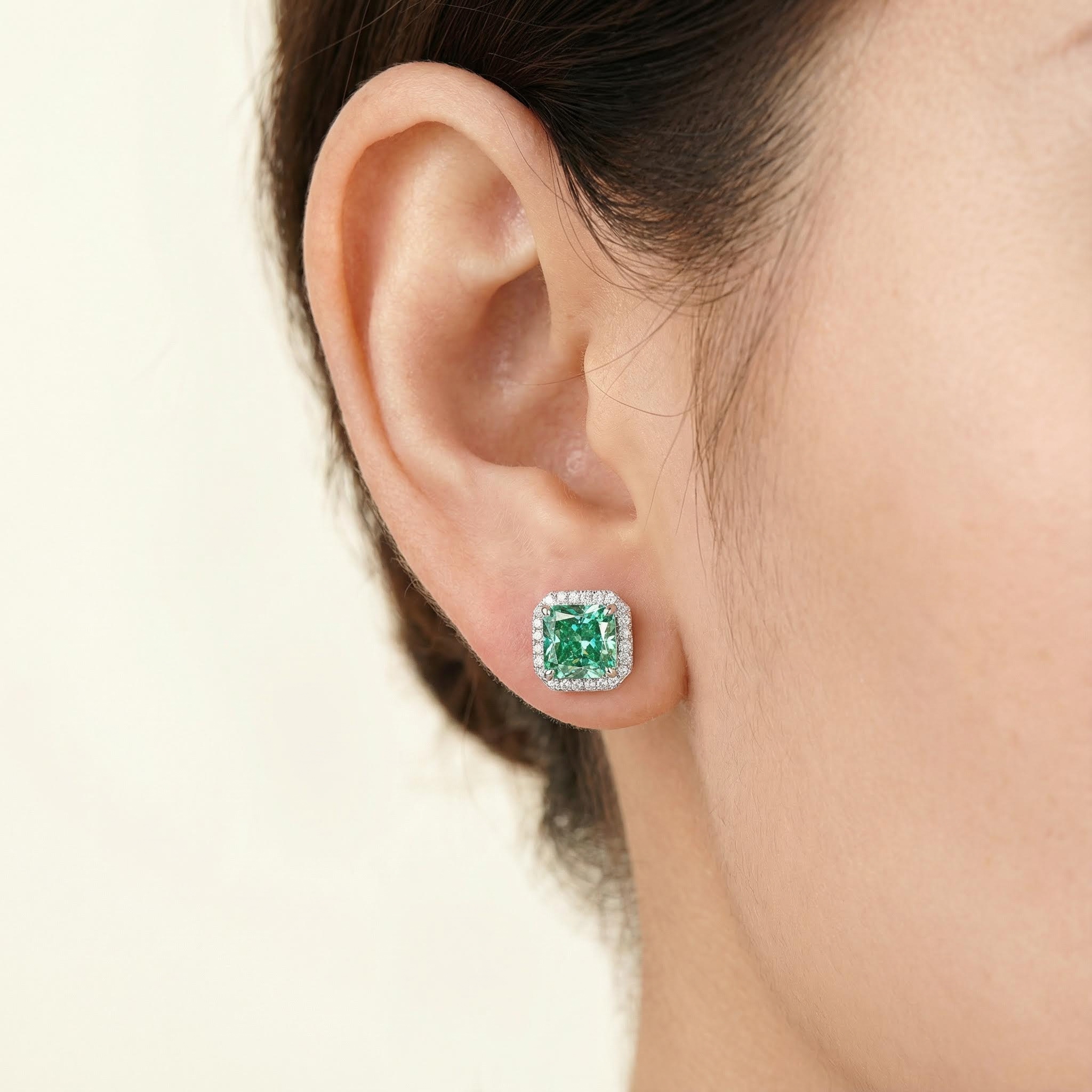 Ice Flower Cut High Carbon Diamonds Halo Stud Earrings Iced Out - Image 12