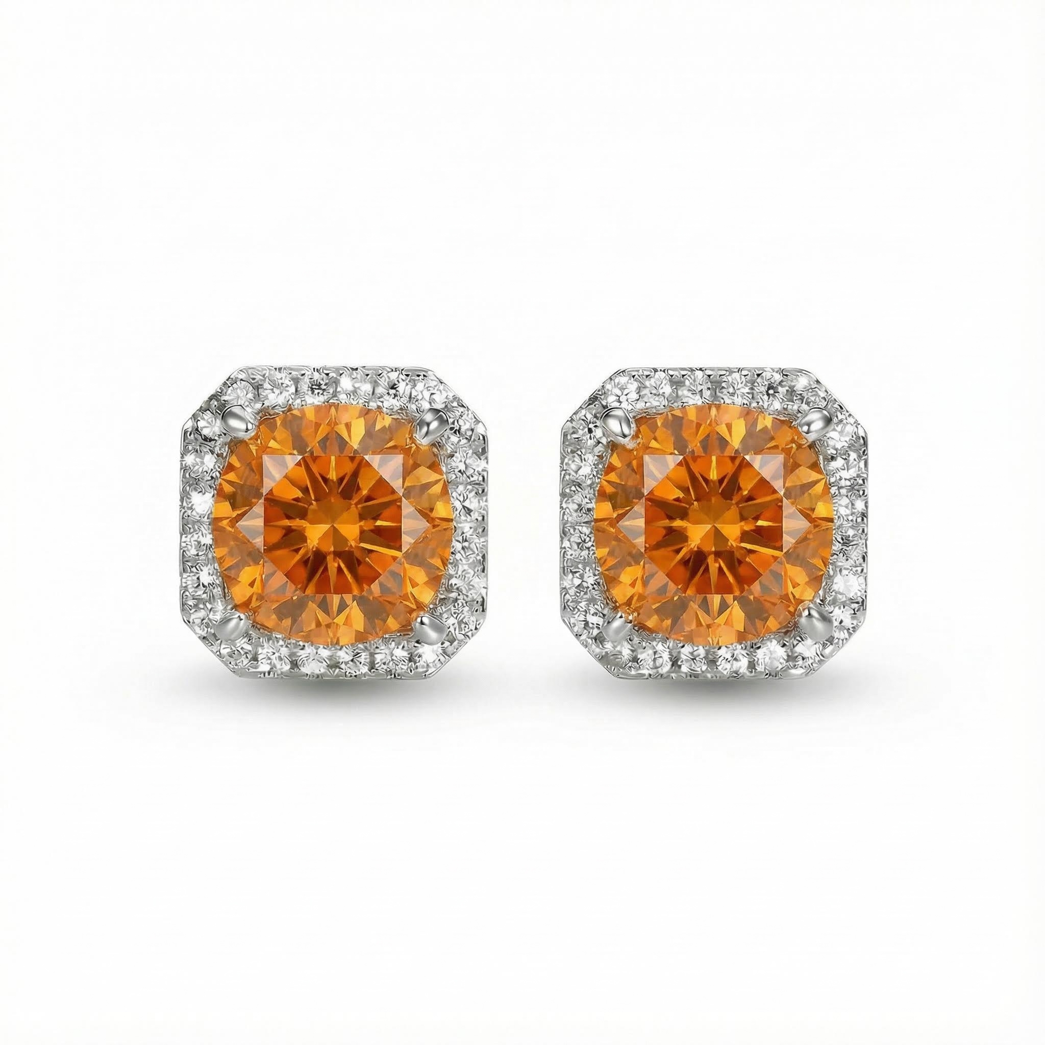 Ice Flower Cut High Carbon Diamonds Halo Stud Earrings Iced Out - Image 14