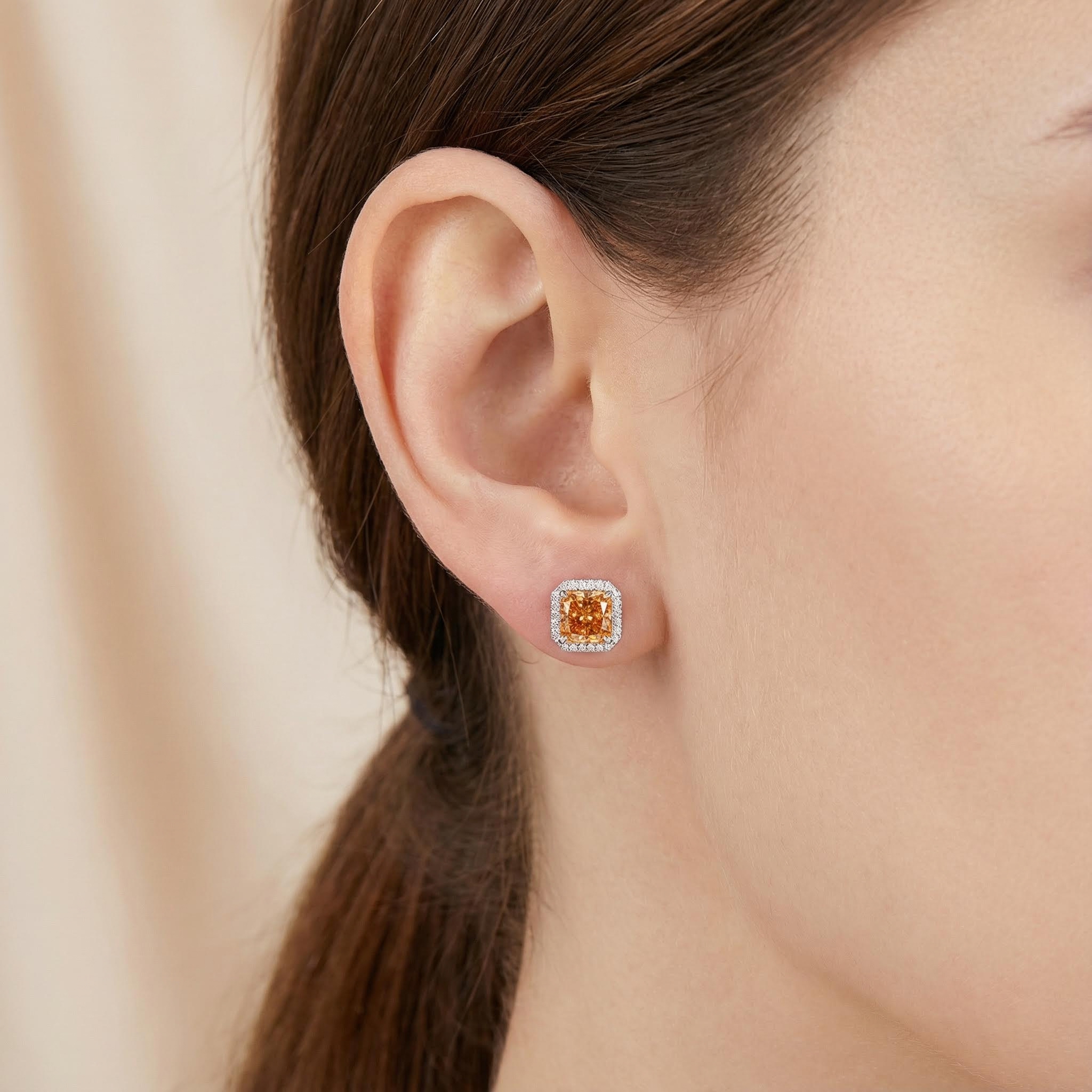 Ice Flower Cut High Carbon Diamonds Halo Stud Earrings Iced Out - Image 15