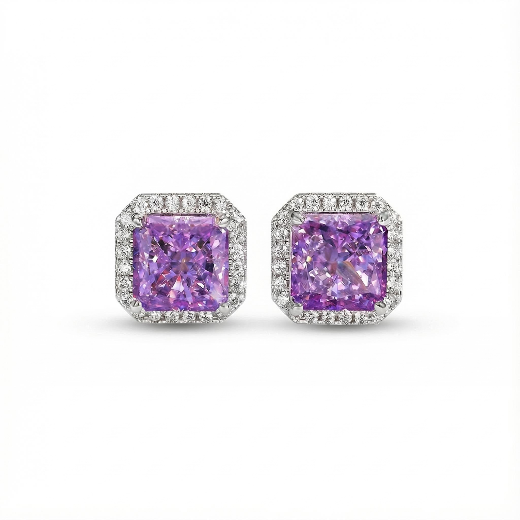 Ice Flower Cut High Carbon Diamonds Halo Stud Earrings Iced Out - Image 19