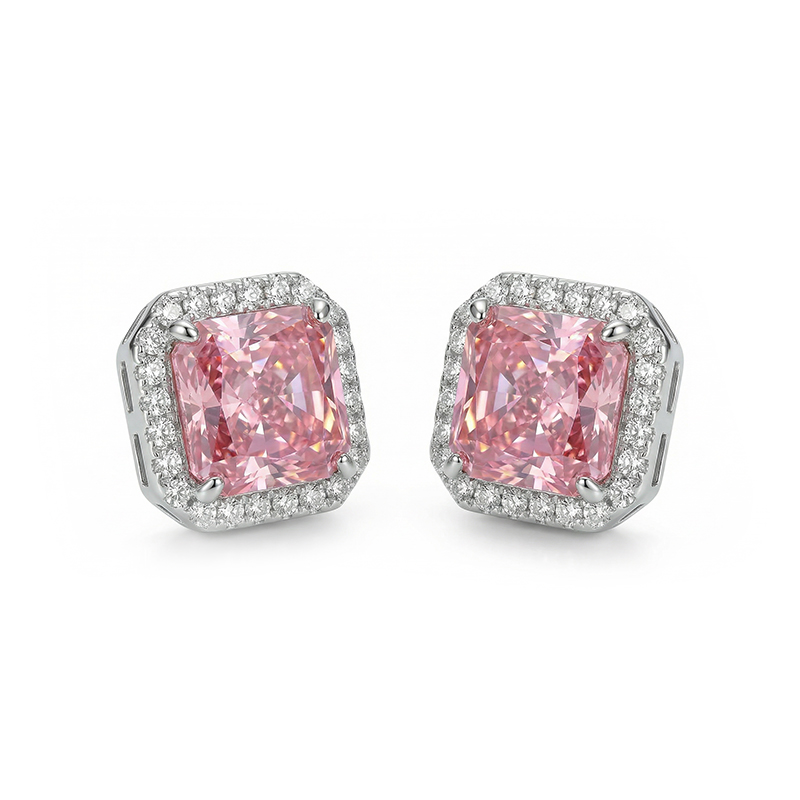 Ice Flower Cut High Carbon Diamonds Halo Stud Earrings Iced Out