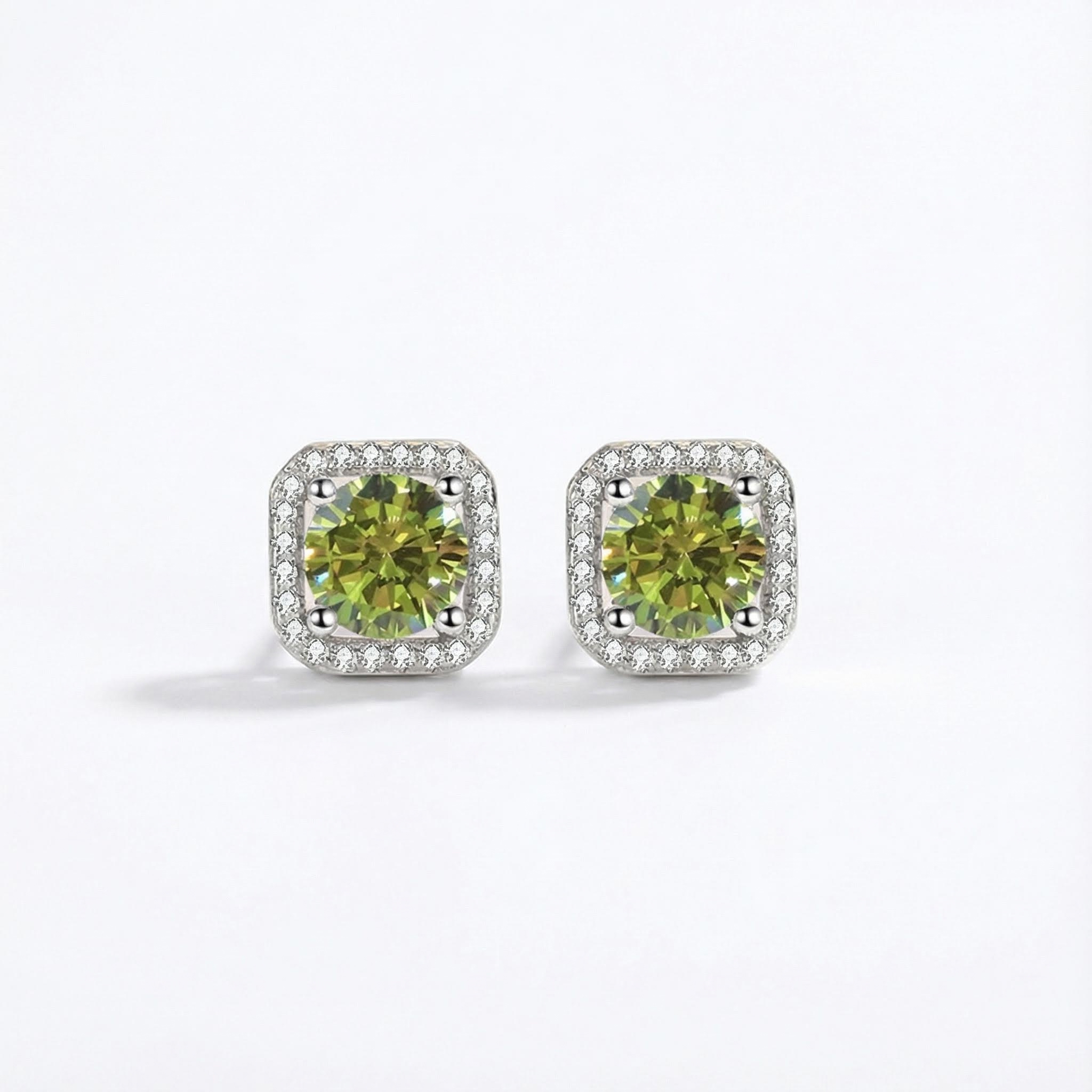 0.5ct/1ct Round Cut Vvs Moissanite S925 Silver Square Halo Stud Earrings - Image 6