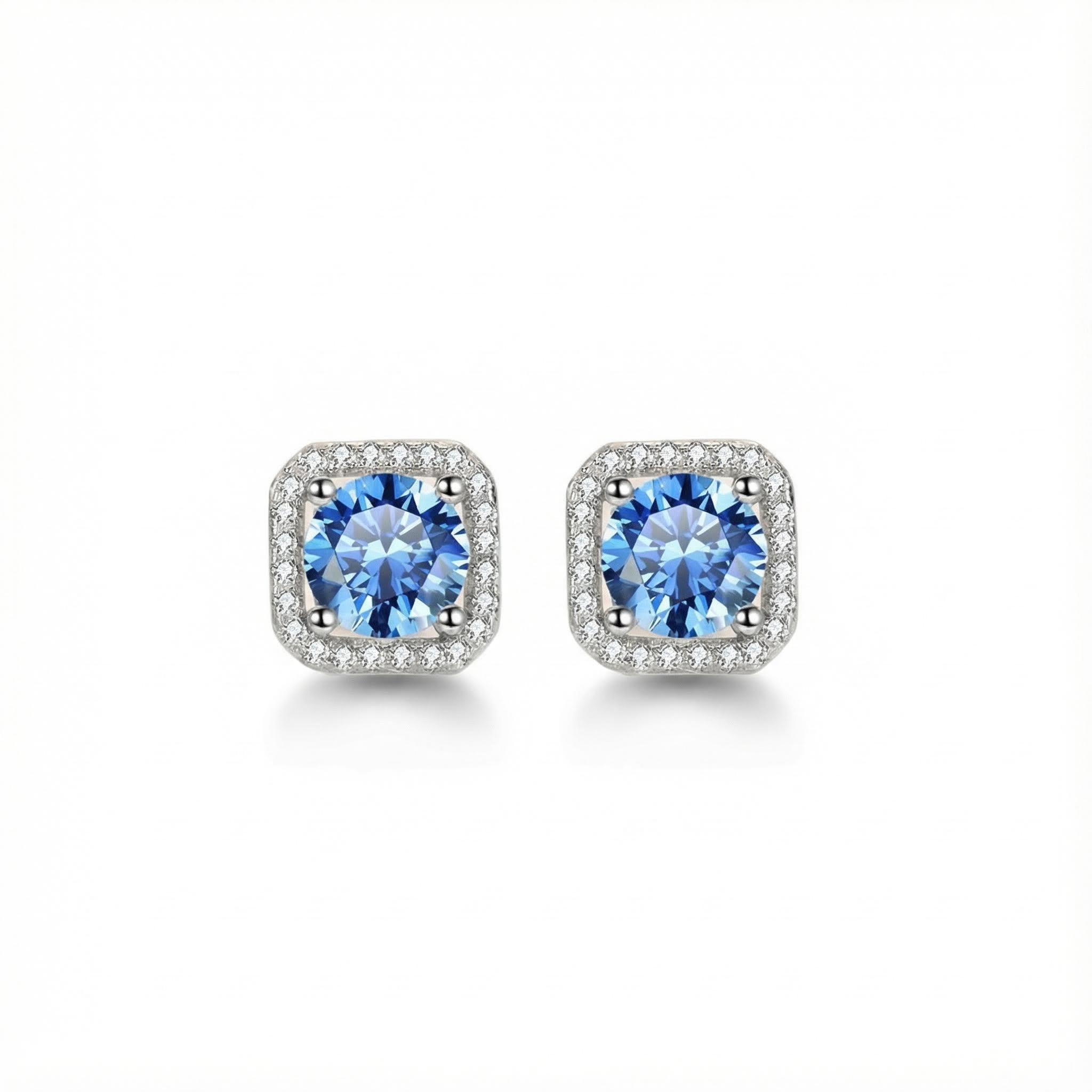 0.5ct/1ct Round Cut Vvs Moissanite S925 Silver Square Halo Stud Earrings - Image 8
