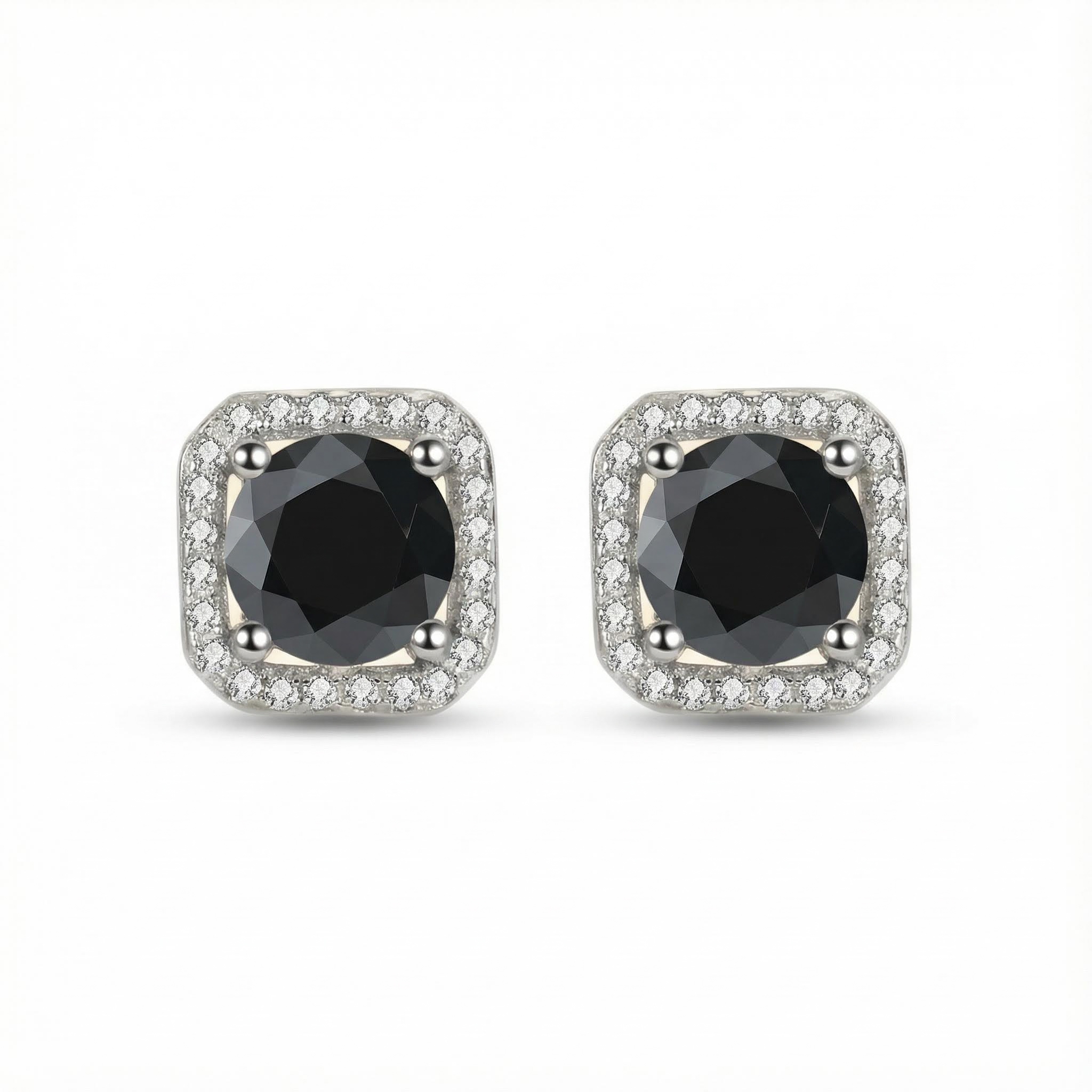 0.5ct/1ct Round Cut Vvs Moissanite S925 Silver Square Halo Stud Earrings - Image 16