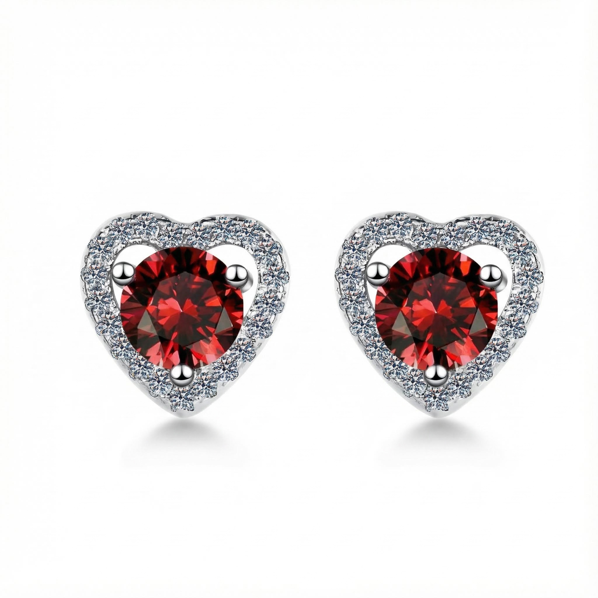 0.5ct Round Cut Vvs Moissanite S925 Silver Heart Shape Halo Stud Earrings - Image 3