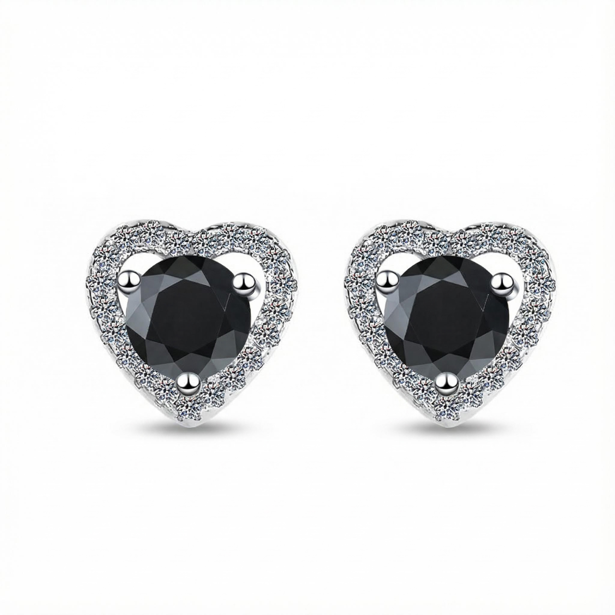 0.5ct Round Cut Vvs Moissanite S925 Silver Heart Shape Halo Stud Earrings - Image 12