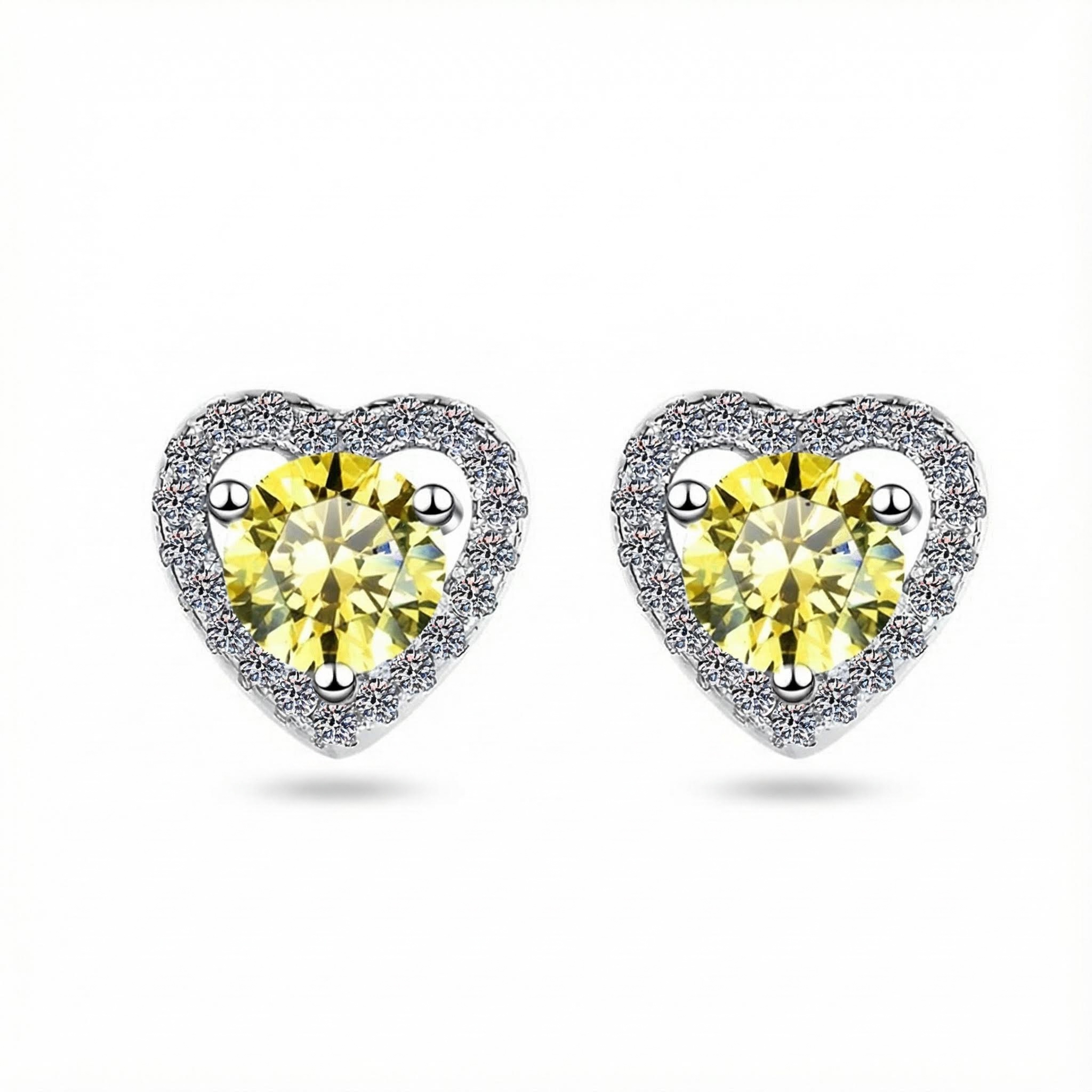0.5ct Round Cut Vvs Moissanite S925 Silver Heart Shape Halo Stud Earrings - Image 13