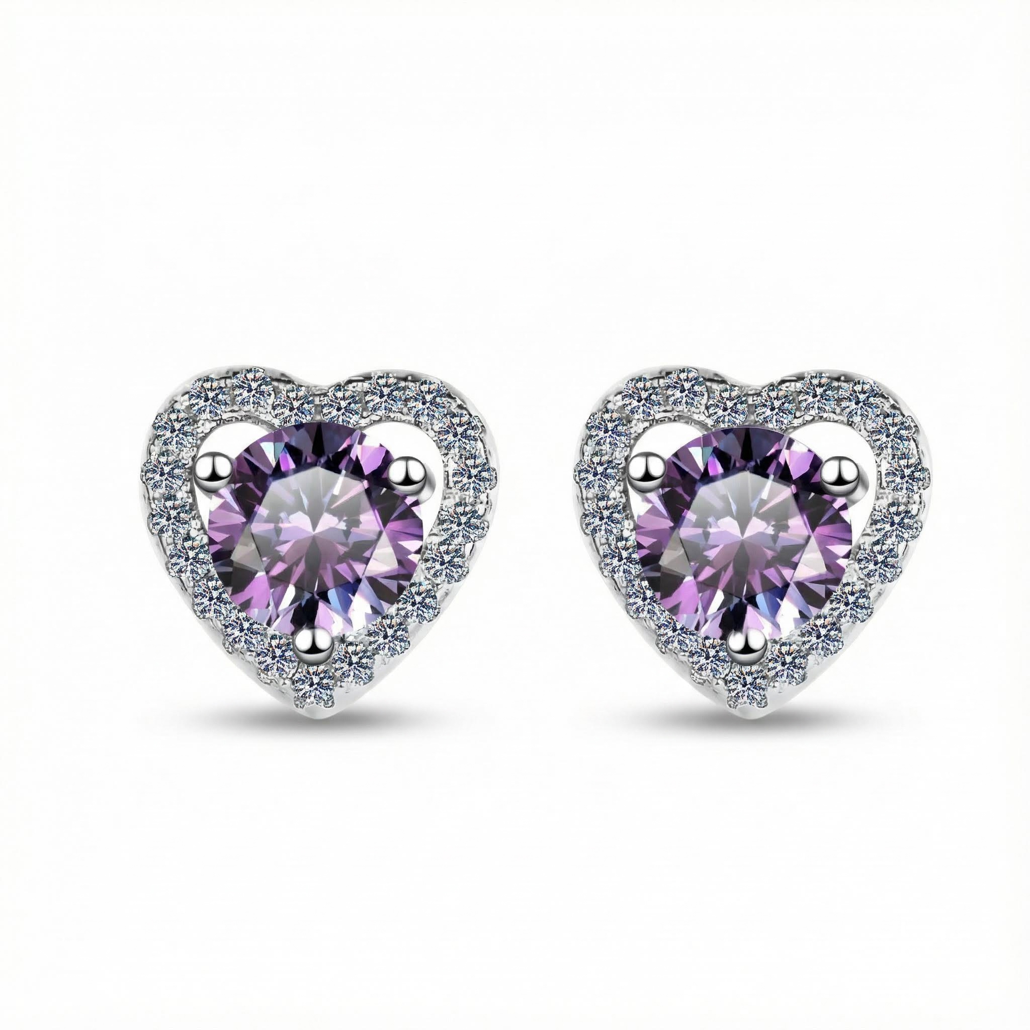 0.5ct Round Cut Vvs Moissanite S925 Silver Heart Shape Halo Stud Earrings - Image 14