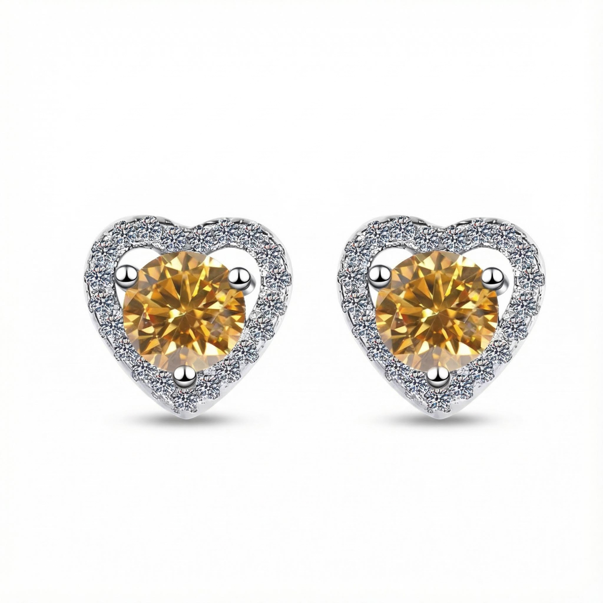 0.5ct Round Cut Vvs Moissanite S925 Silver Heart Shape Halo Stud Earrings - Image 16