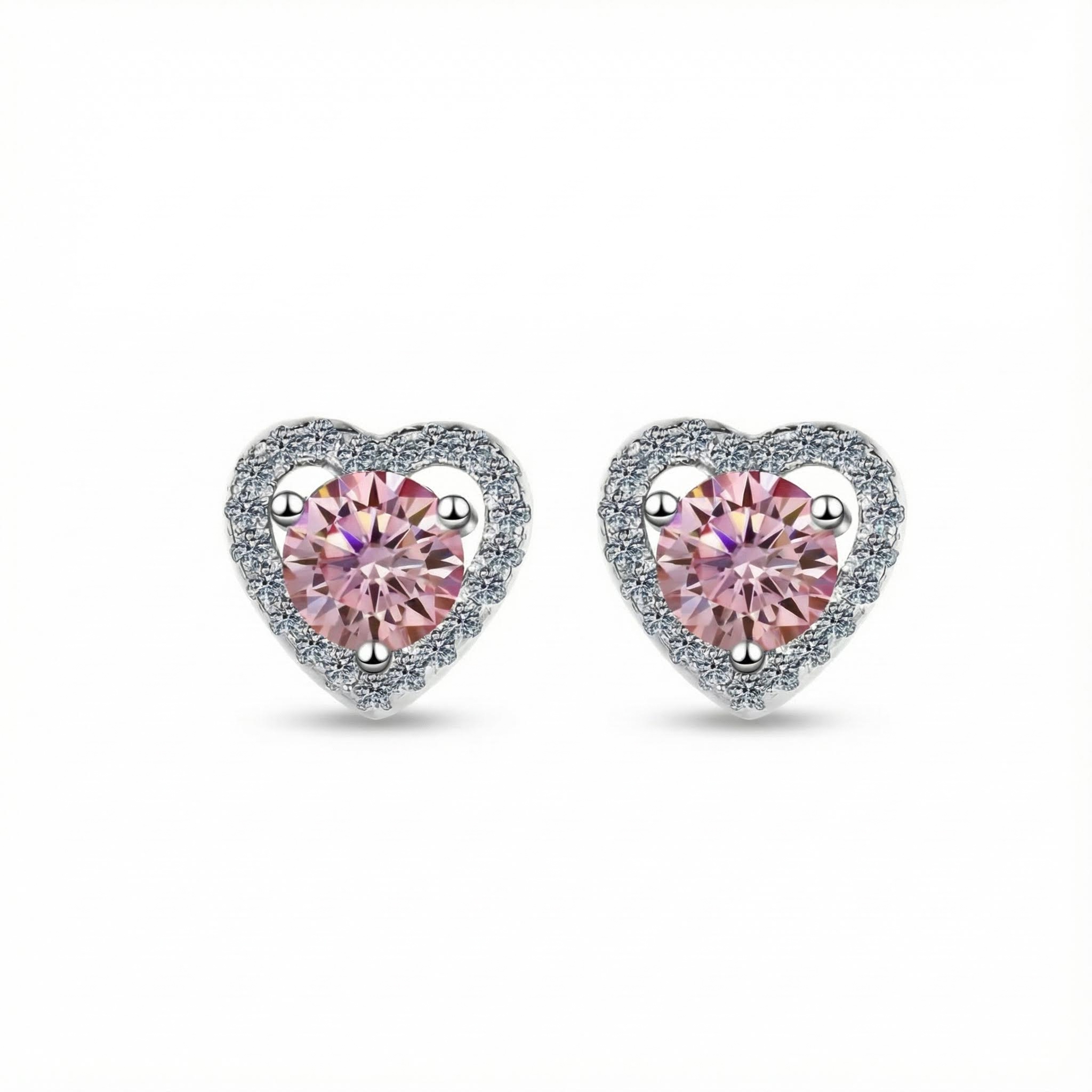 0.5ct Round Cut Vvs Moissanite S925 Silver Heart Shape Halo Stud Earrings