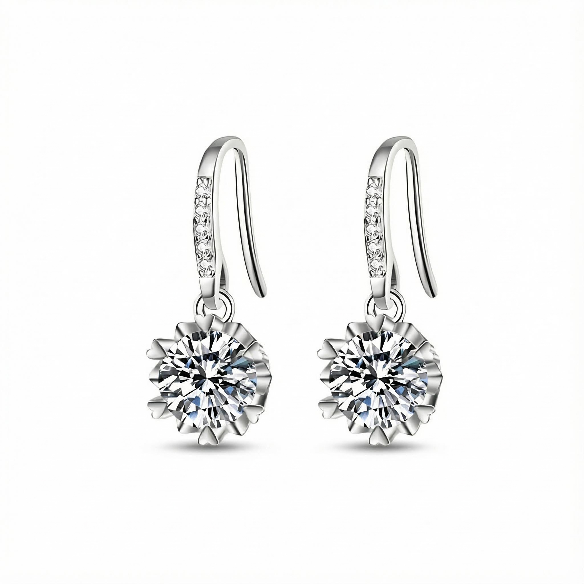 0.5ct/1ct Round Cut Vvs Moissanite S925 Silver Drop Earrings Iced Out
