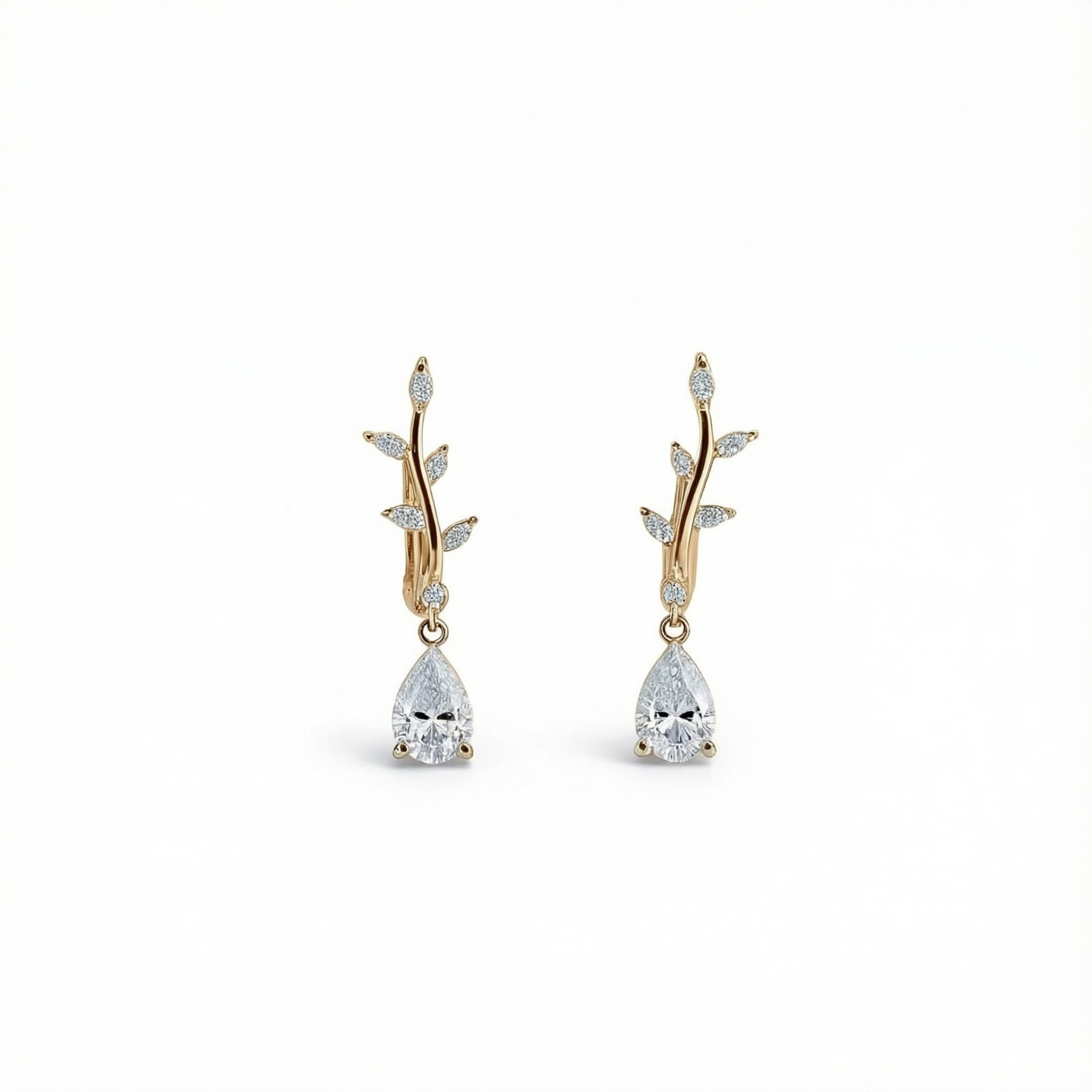 Pear Cut Vvs Moissanite Leafy Stud Earrings With Street Luxury Shine - Image 3