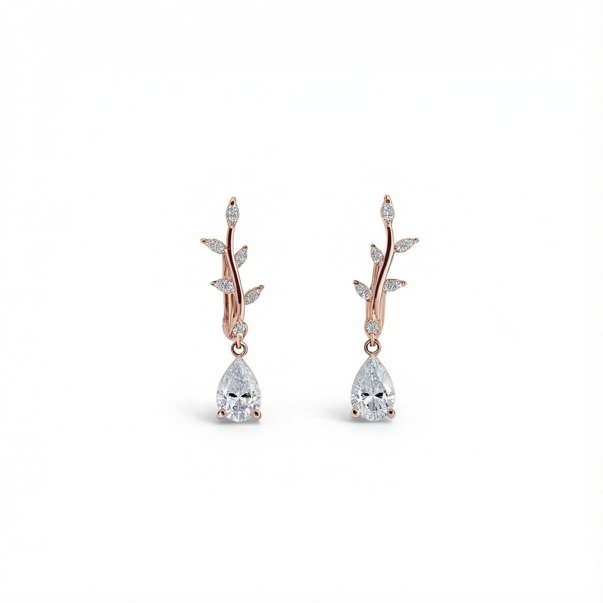 Pear Cut Vvs Moissanite Leafy Stud Earrings With Street Luxury Shine - Image 4
