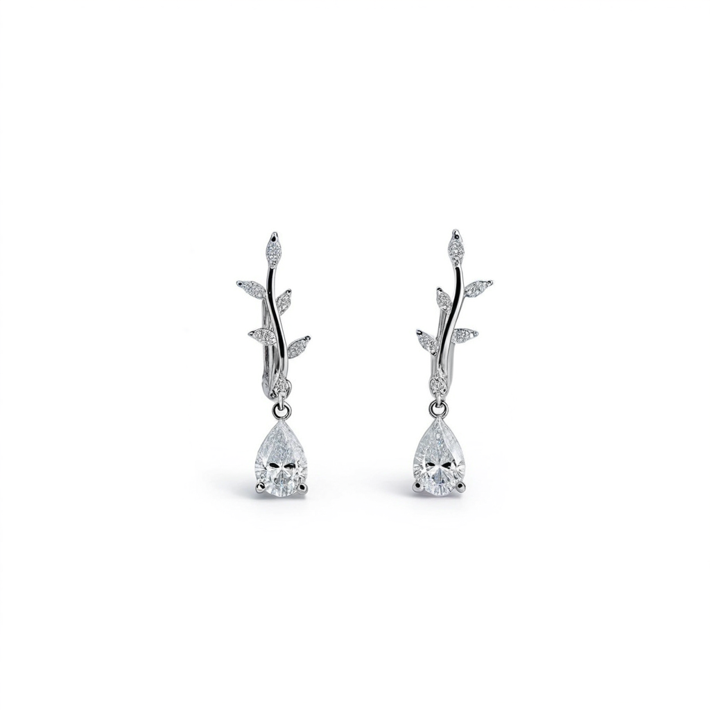 Pear Cut Vvs Moissanite Leafy Stud Earrings With Street Luxury Shine